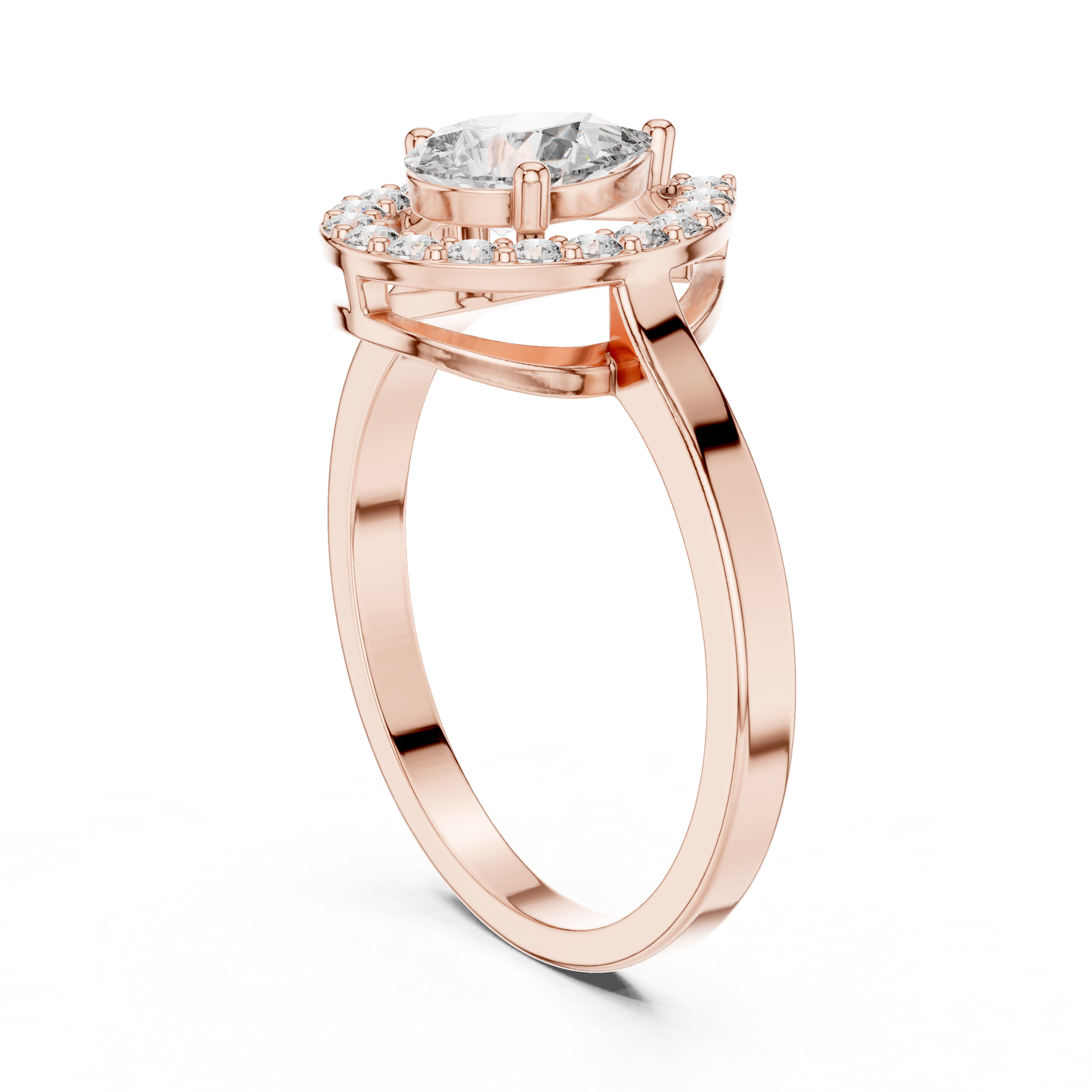 The Cologny Ring - Pear Cut Diamond Halo Ring
