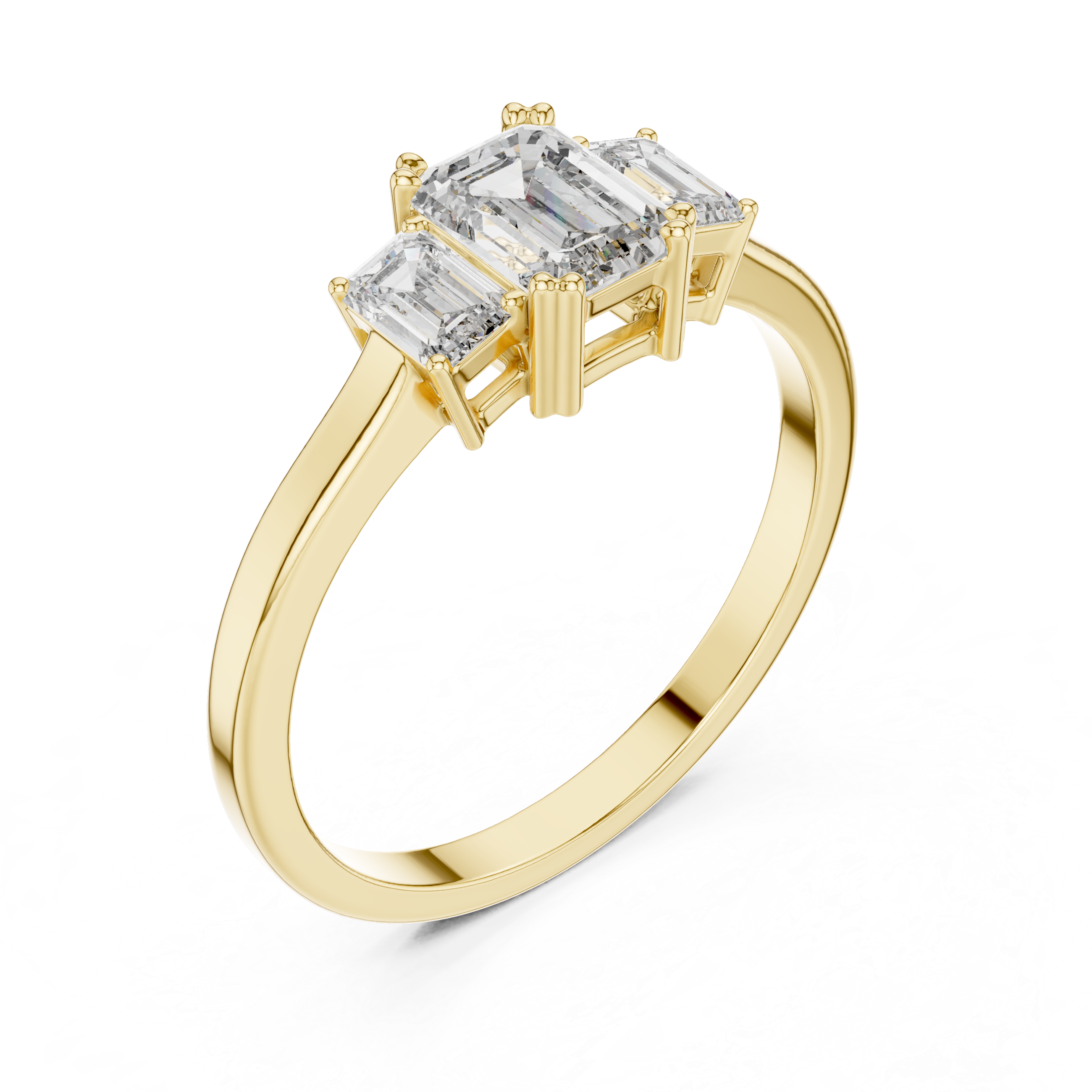 The Vilnius Ring - Emerald Cut Three-Stone Trinity Engagement Ring