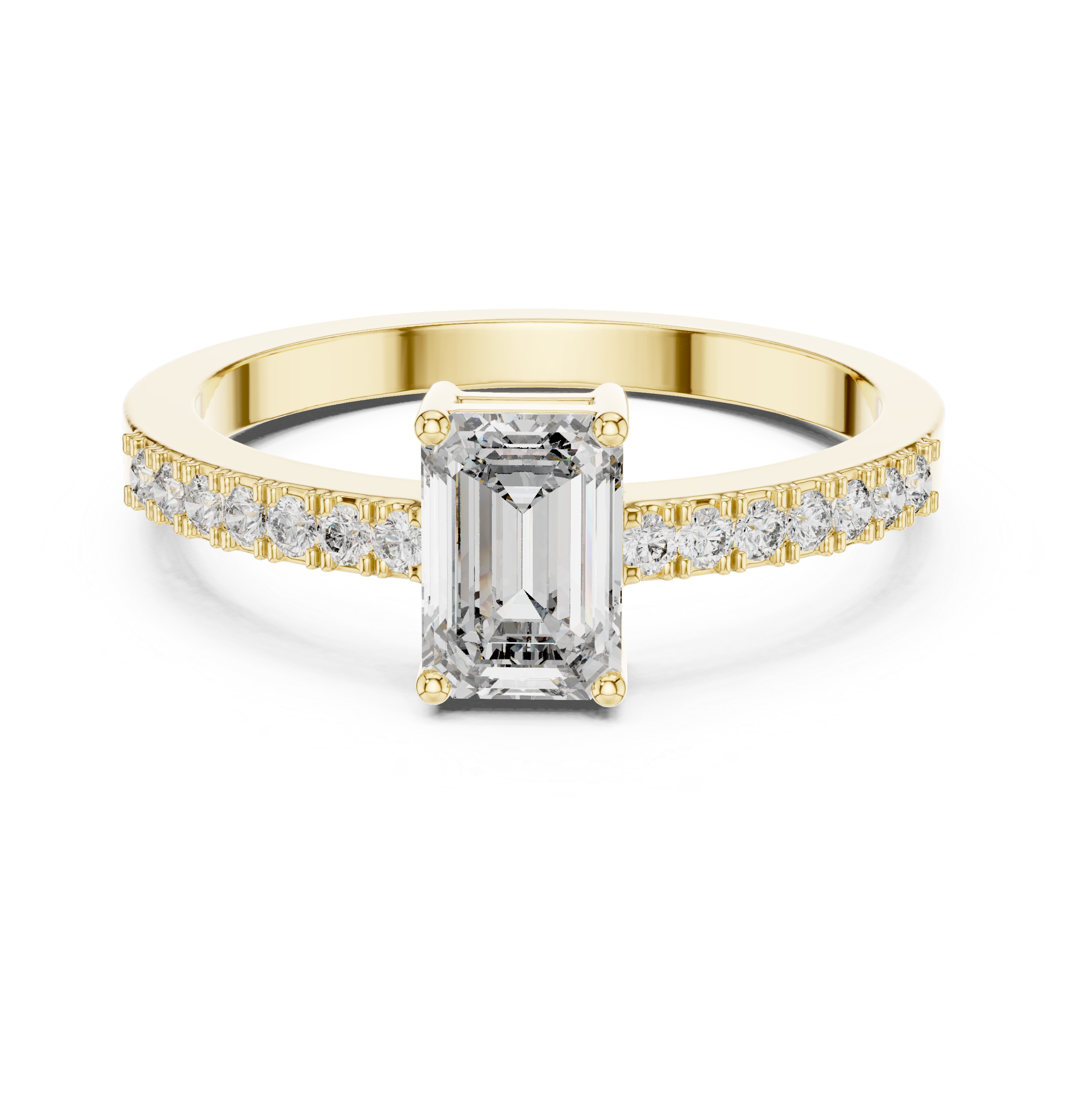 The Jurmala Ring - Emerald Cut Solitaire Pavé Engagement Ring