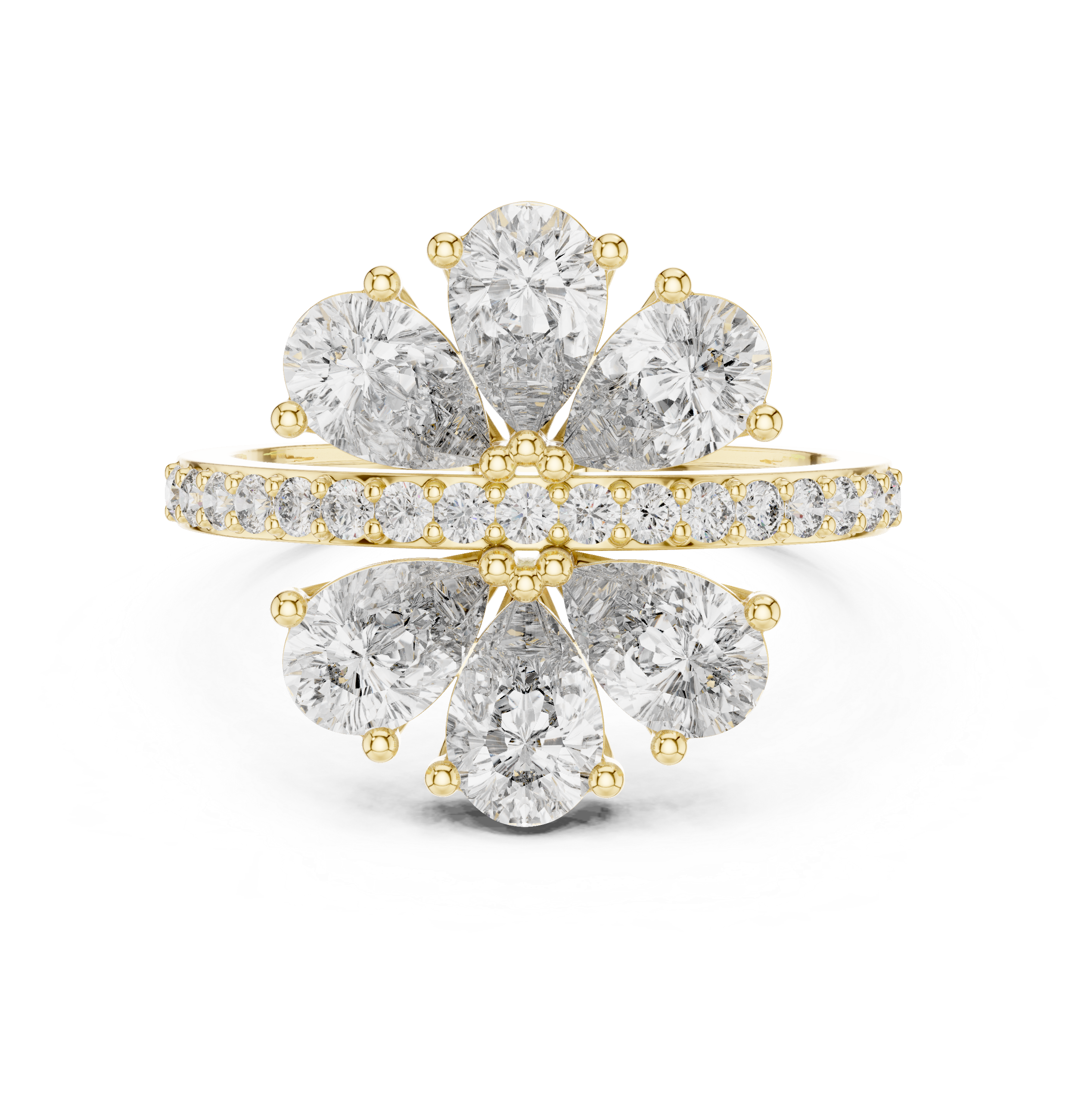 The Narva Ring - Pear Cut Floral Starburst Diamond Ring