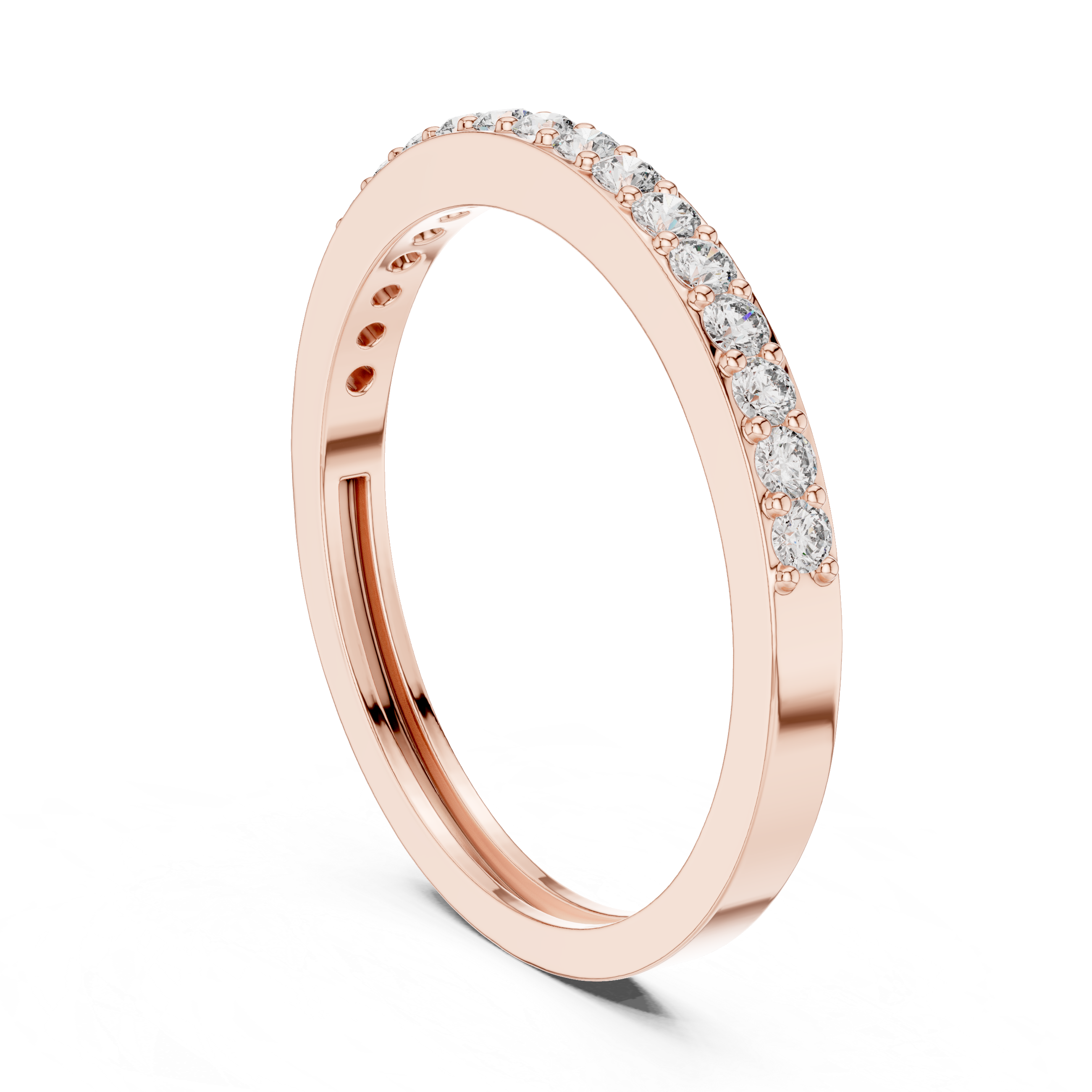 The Tallinn Ring - Round Cut Shared Prong Stackable Band