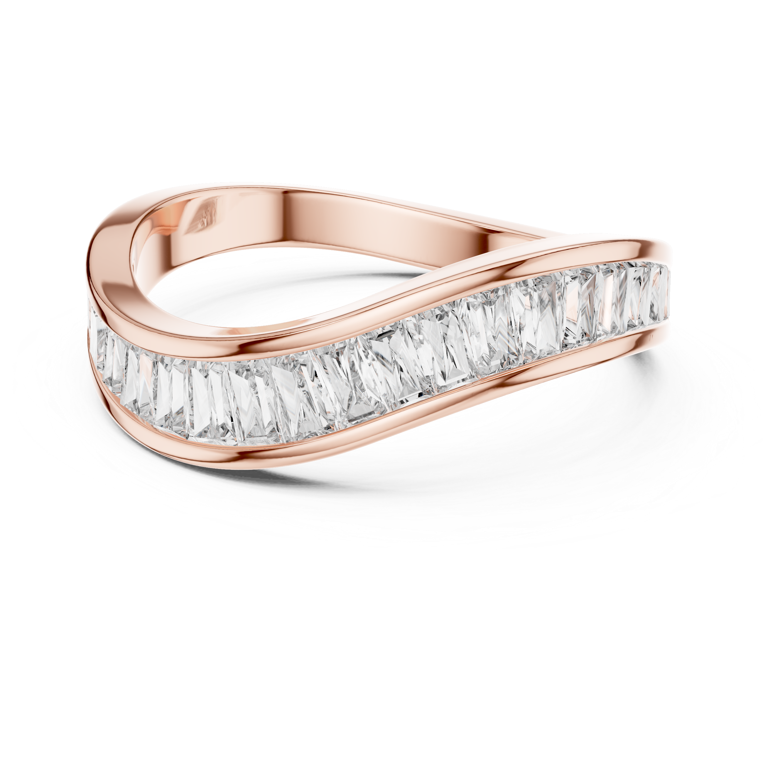 The Kristianstad Ring - Baguette Cut Channel Set Wave Band