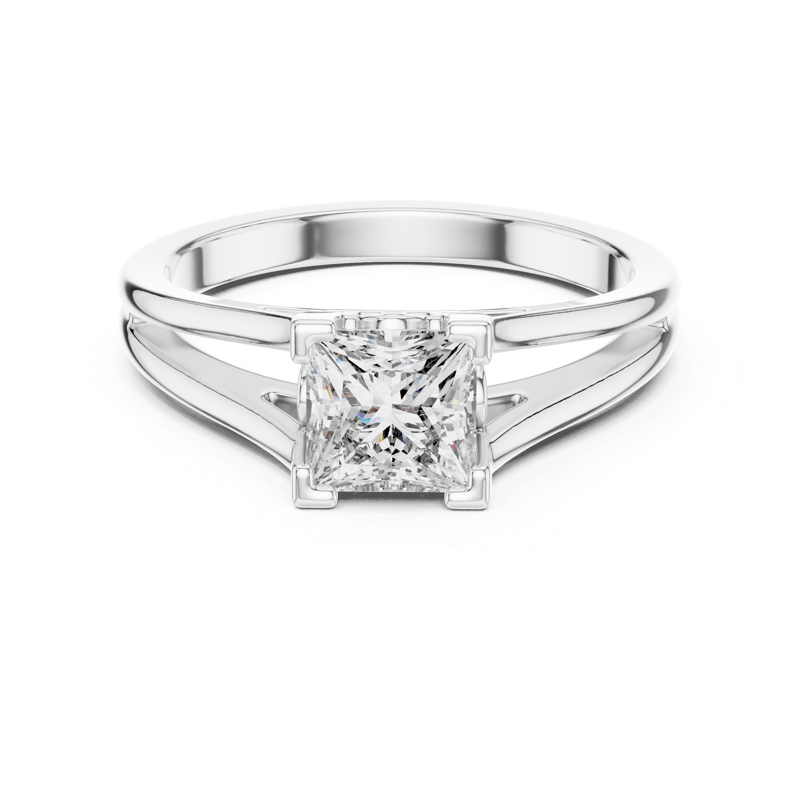 The Kungsbacka Ring - Princess Cut Split Shank Solitaire Engagement Ring