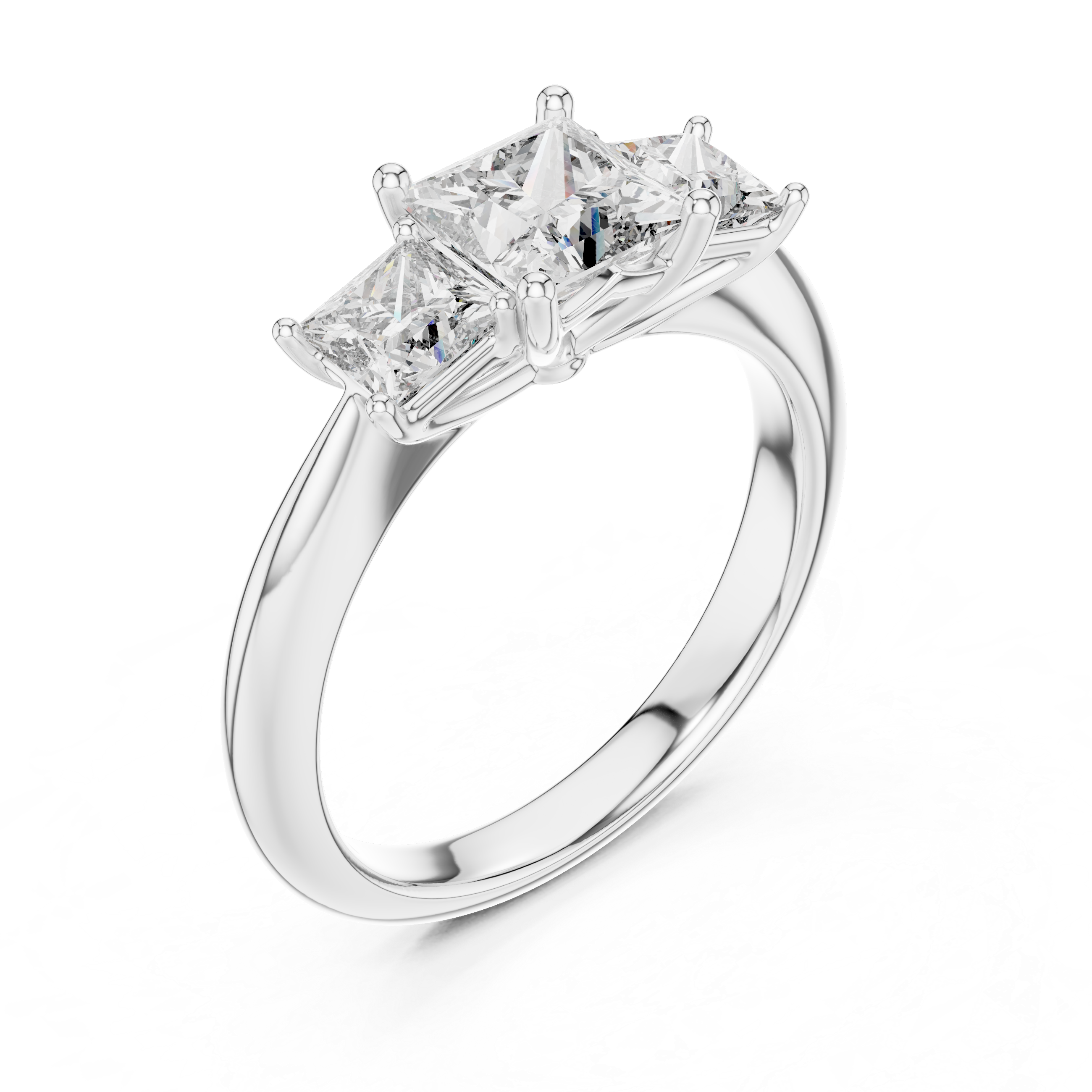 The Mechelen Ring - Princess Cut Three Stones Engagement Ring