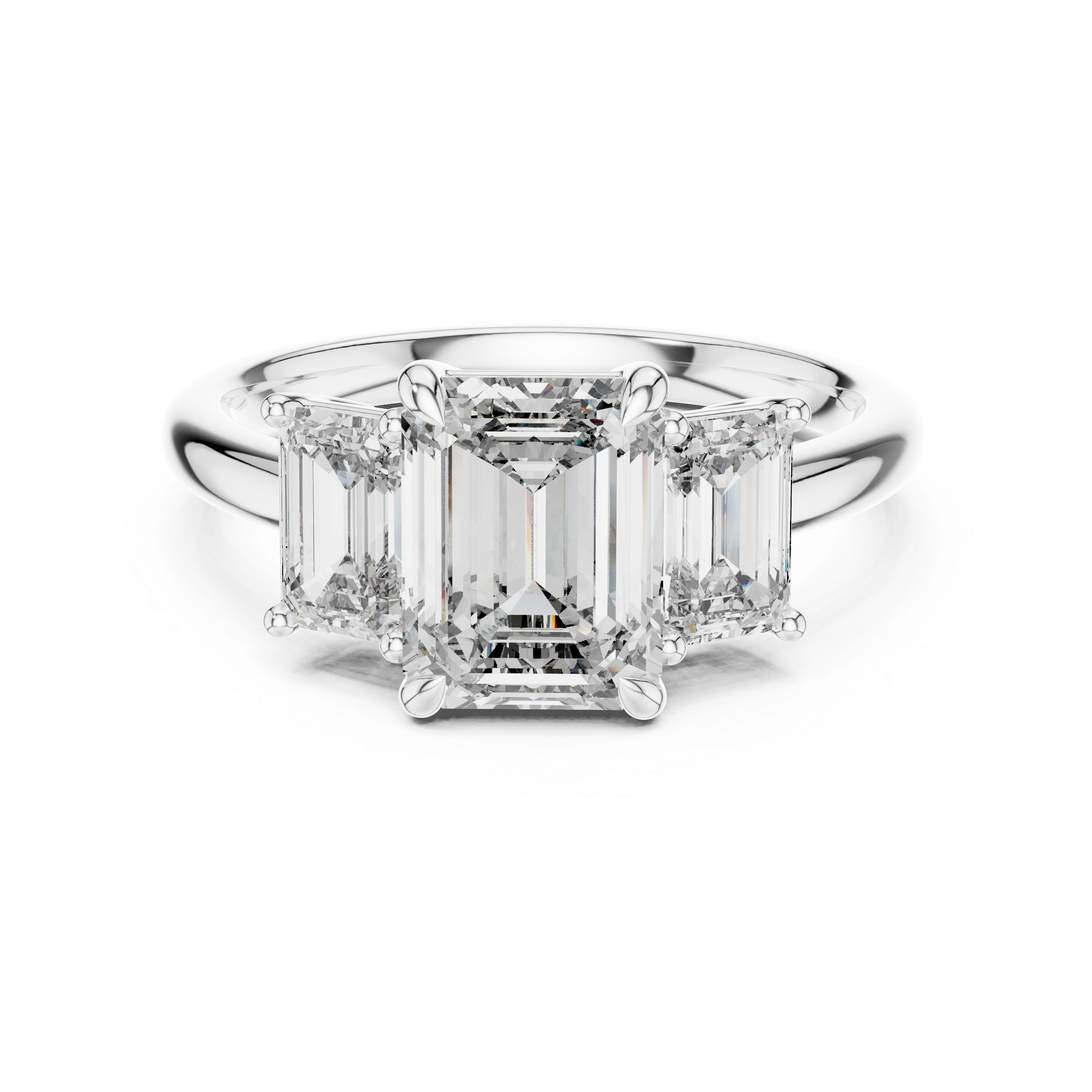 The Leuven Ring - Emerald Cut Three Stone Engagement Ring