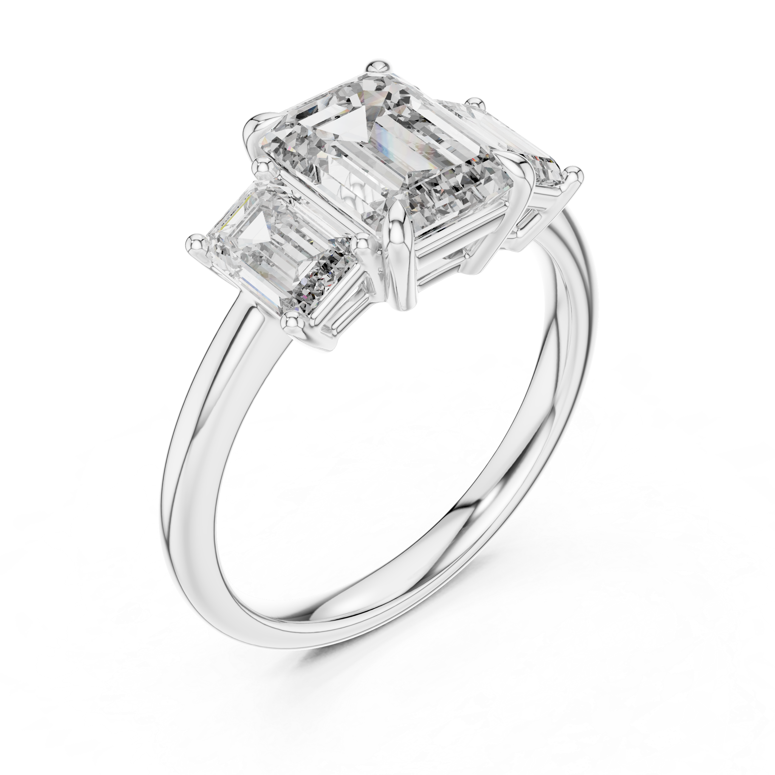 The Leuven Ring - Emerald Cut Three Stone Engagement Ring