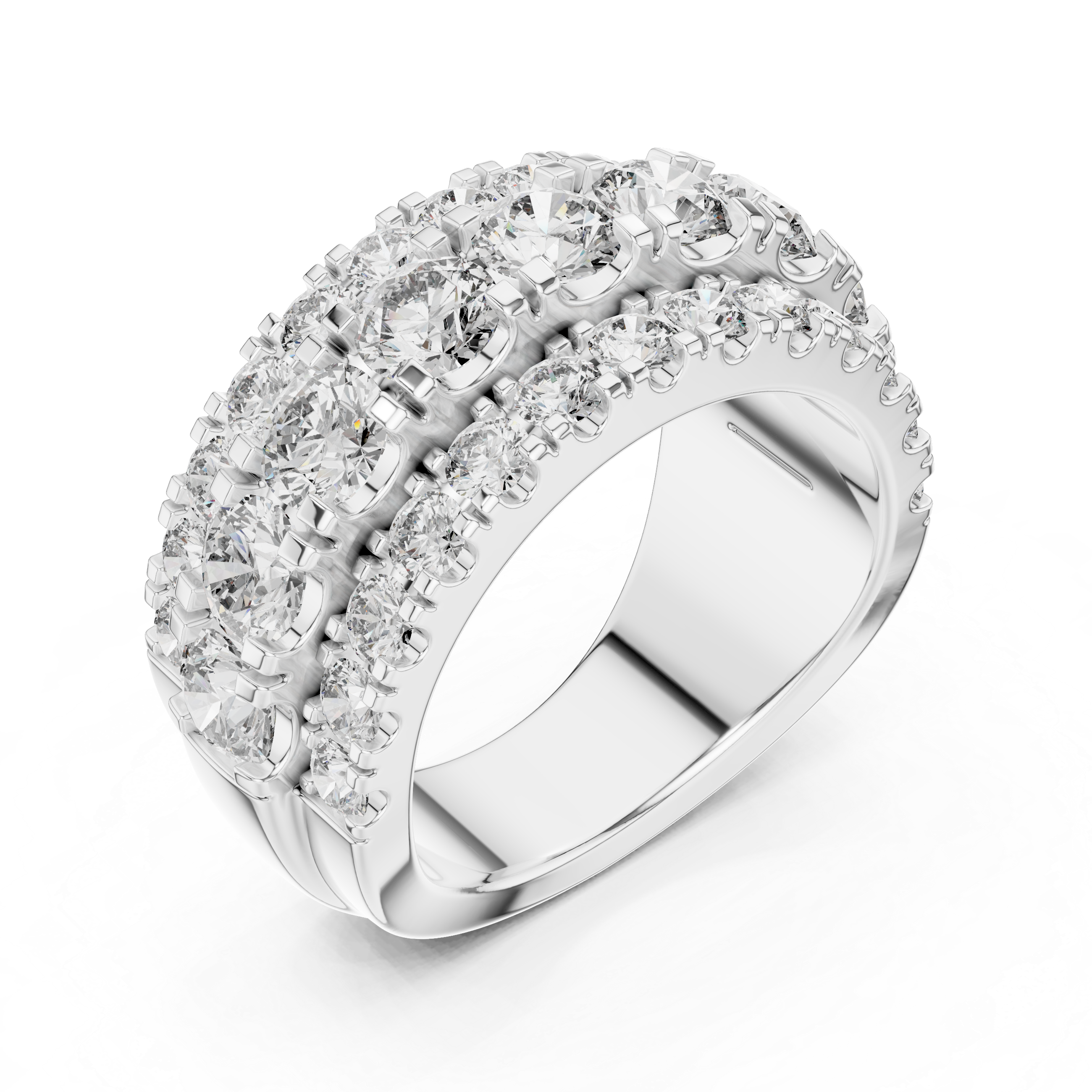 The Delft Band - Multi-Row Round Diamond Statement Band