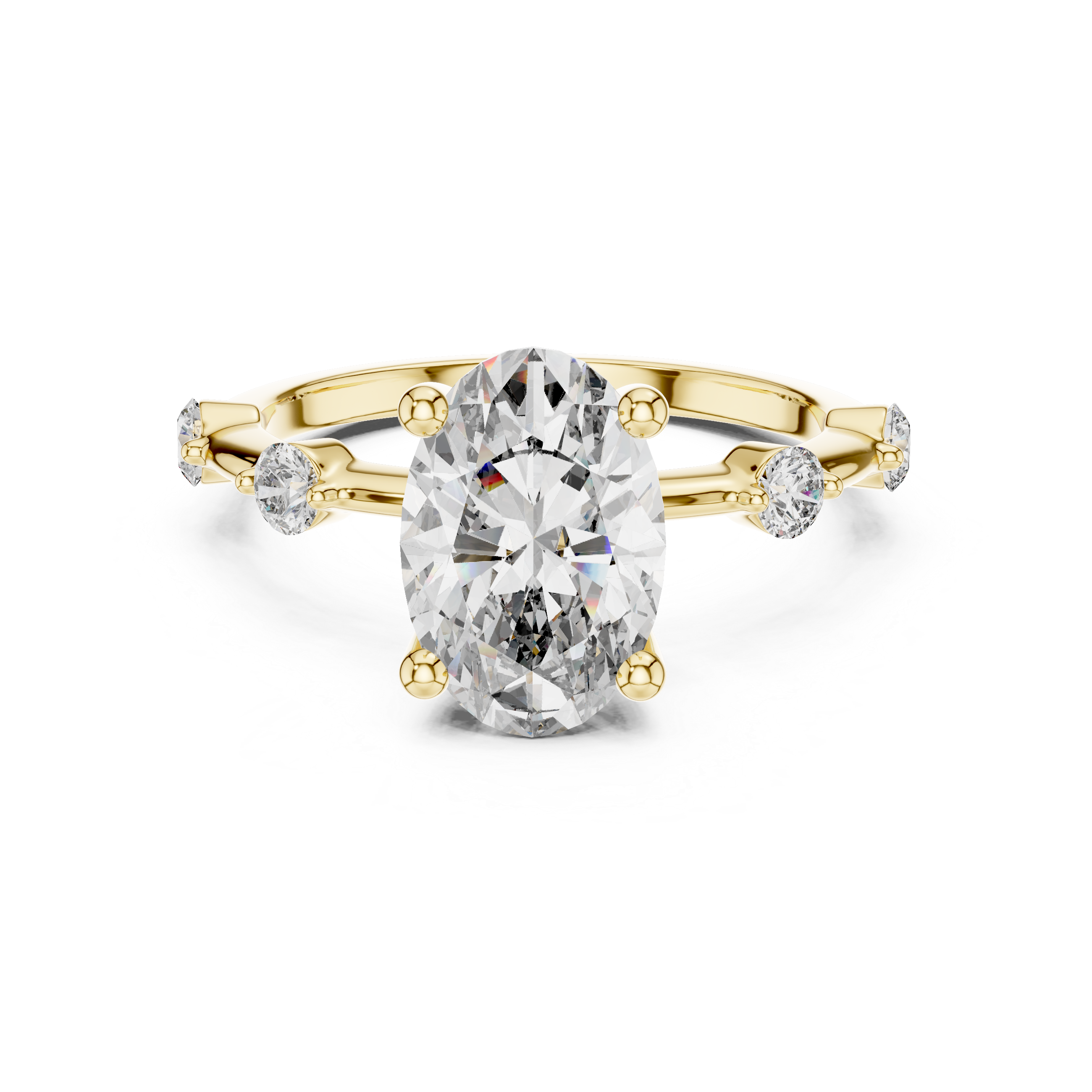 The Lund Ring - Oval Cut Diamond Accented Engagement Ring