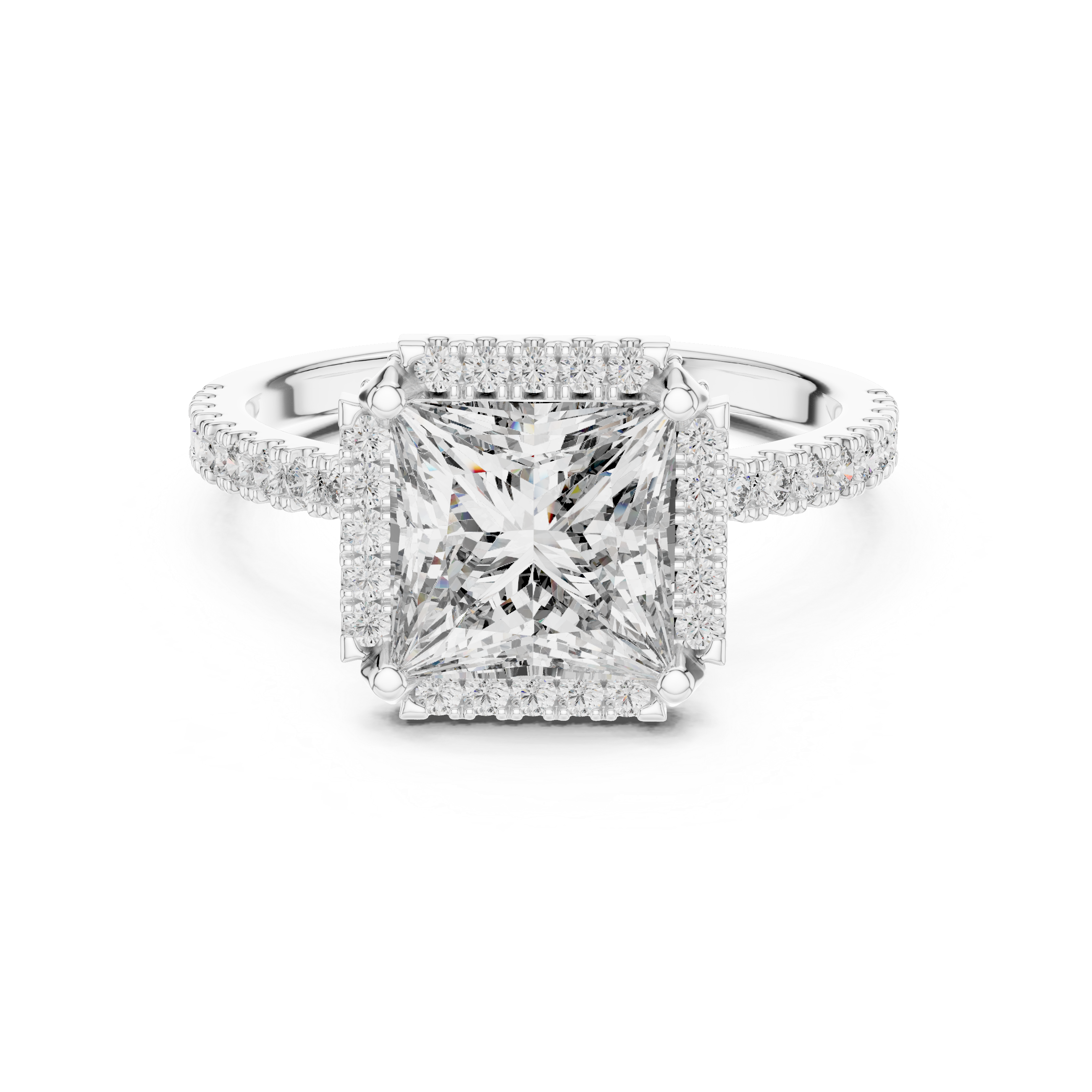 The Odense Ring - Princess Cut Hidden Halo Engagement Ring