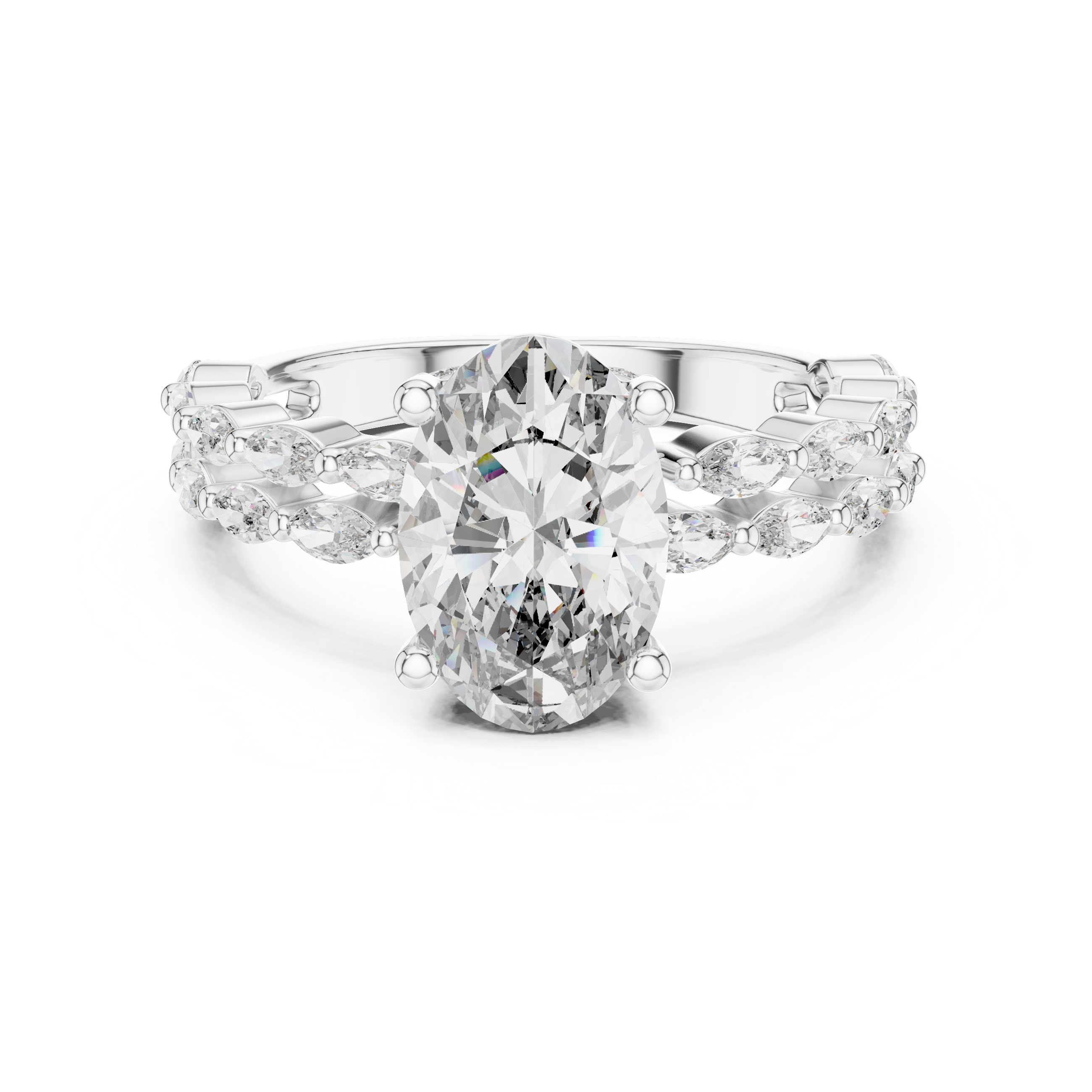 The Lisse Ring - Oval Cut Marquise Vine Engagement Ring