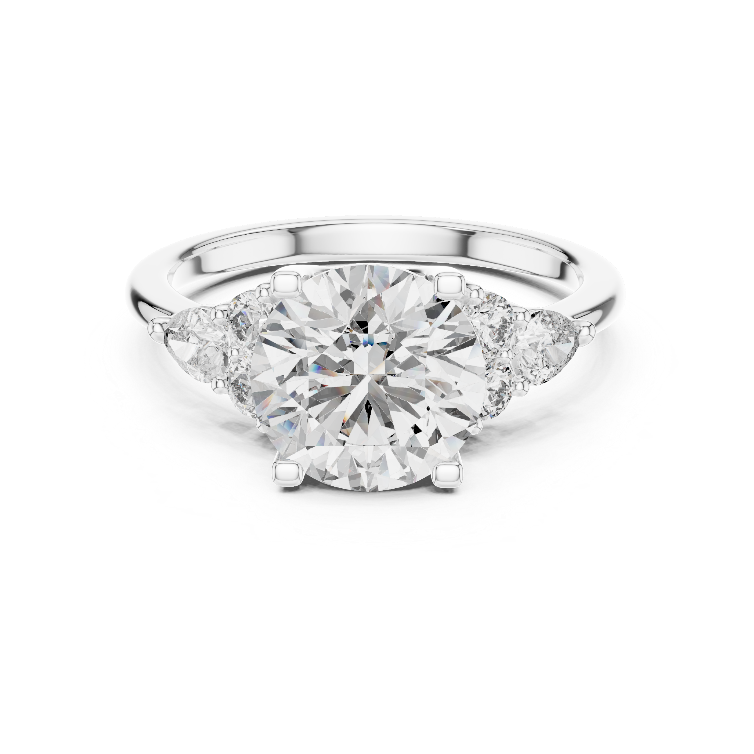 The Kalmar Ring - Round & Pear Cut Cluster Engagement Ring