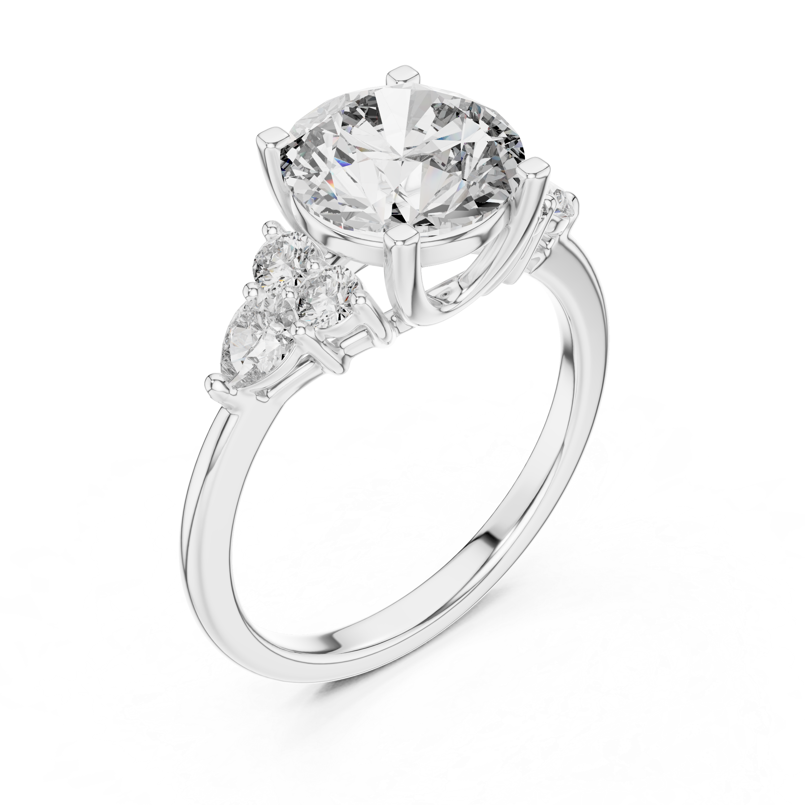 The Kalmar Ring - Round & Pear Cut Cluster Engagement Ring