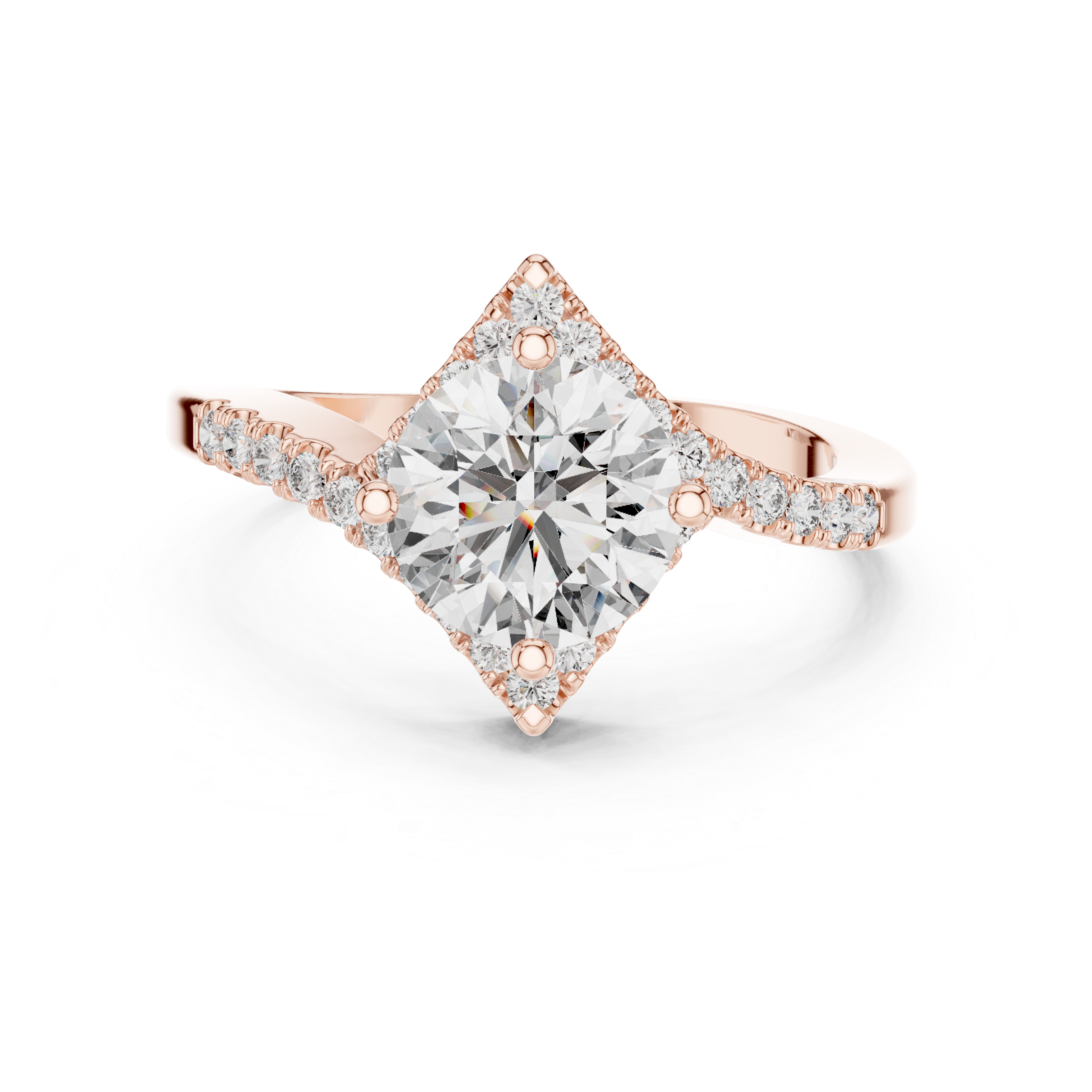 Muur Atelier Solid Gold Geometric Lozenge Halo Diamond Engagement Ring
