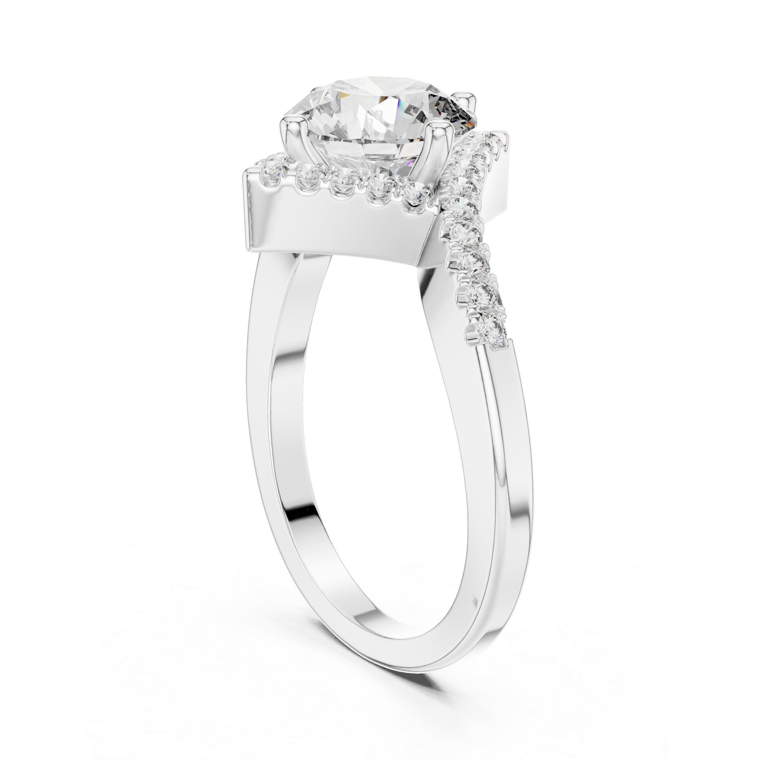 Muur Atelier Solid Gold Geometric Lozenge Halo Diamond Engagement Ring
