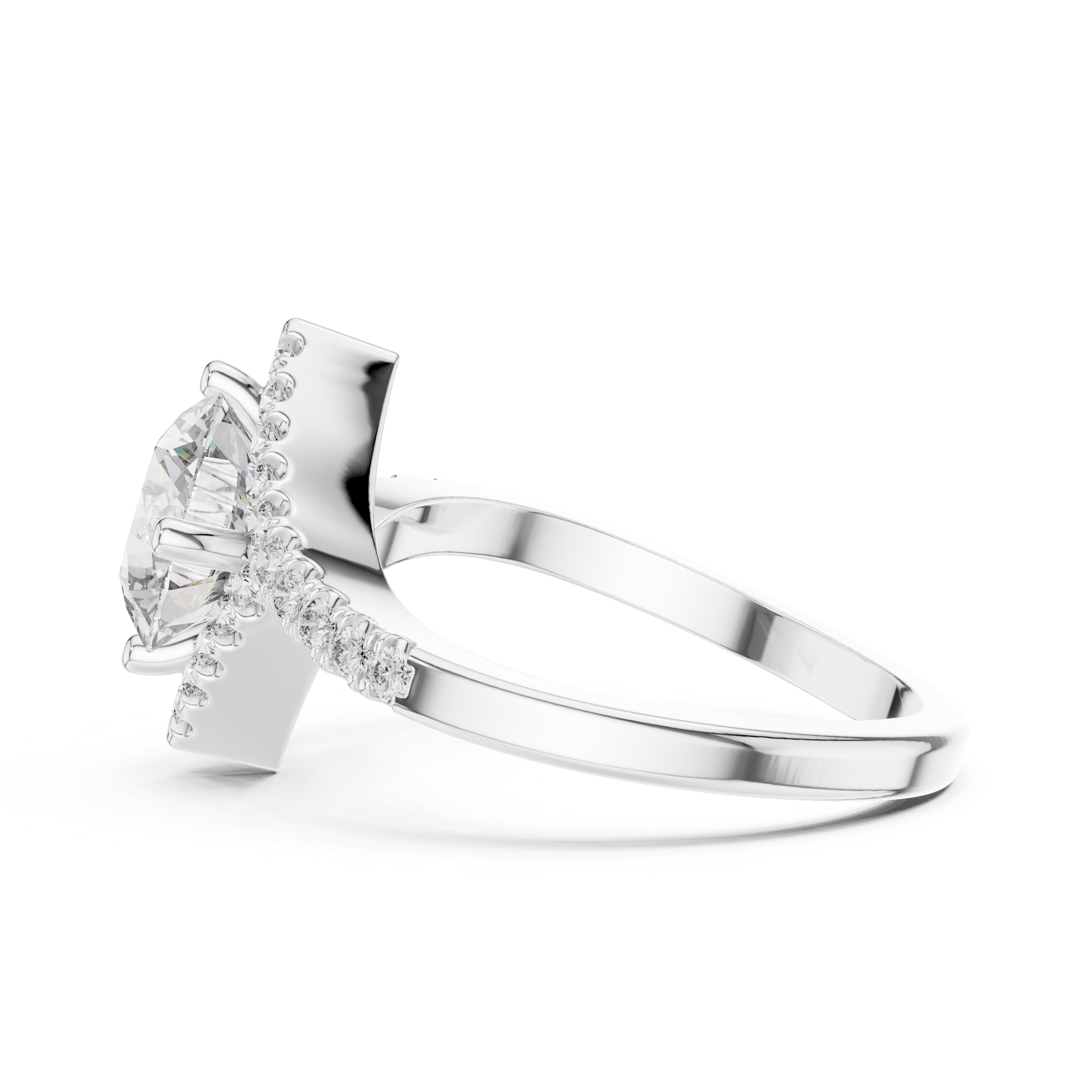 Muur Atelier Solid Gold Geometric Lozenge Halo Diamond Engagement Ring