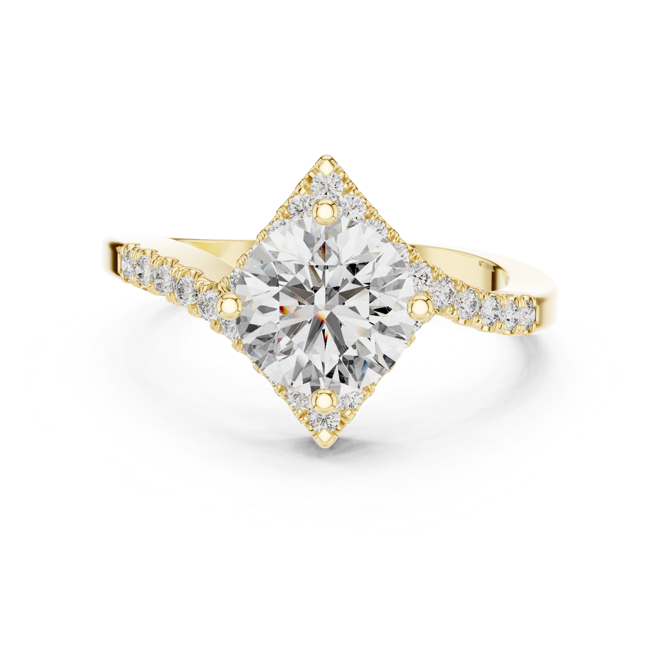 Muur Atelier Solid Gold Geometric Lozenge Halo Diamond Engagement Ring