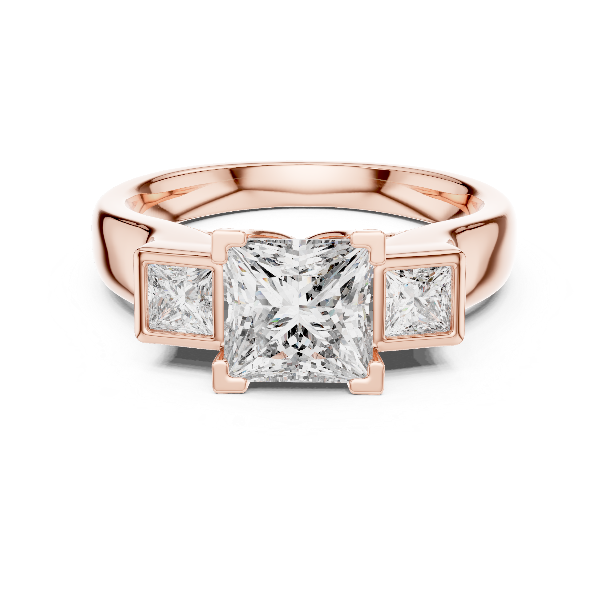 Muur Atelier Solid Gold Princess Cut Three-Stone Diamond Engagement Ring