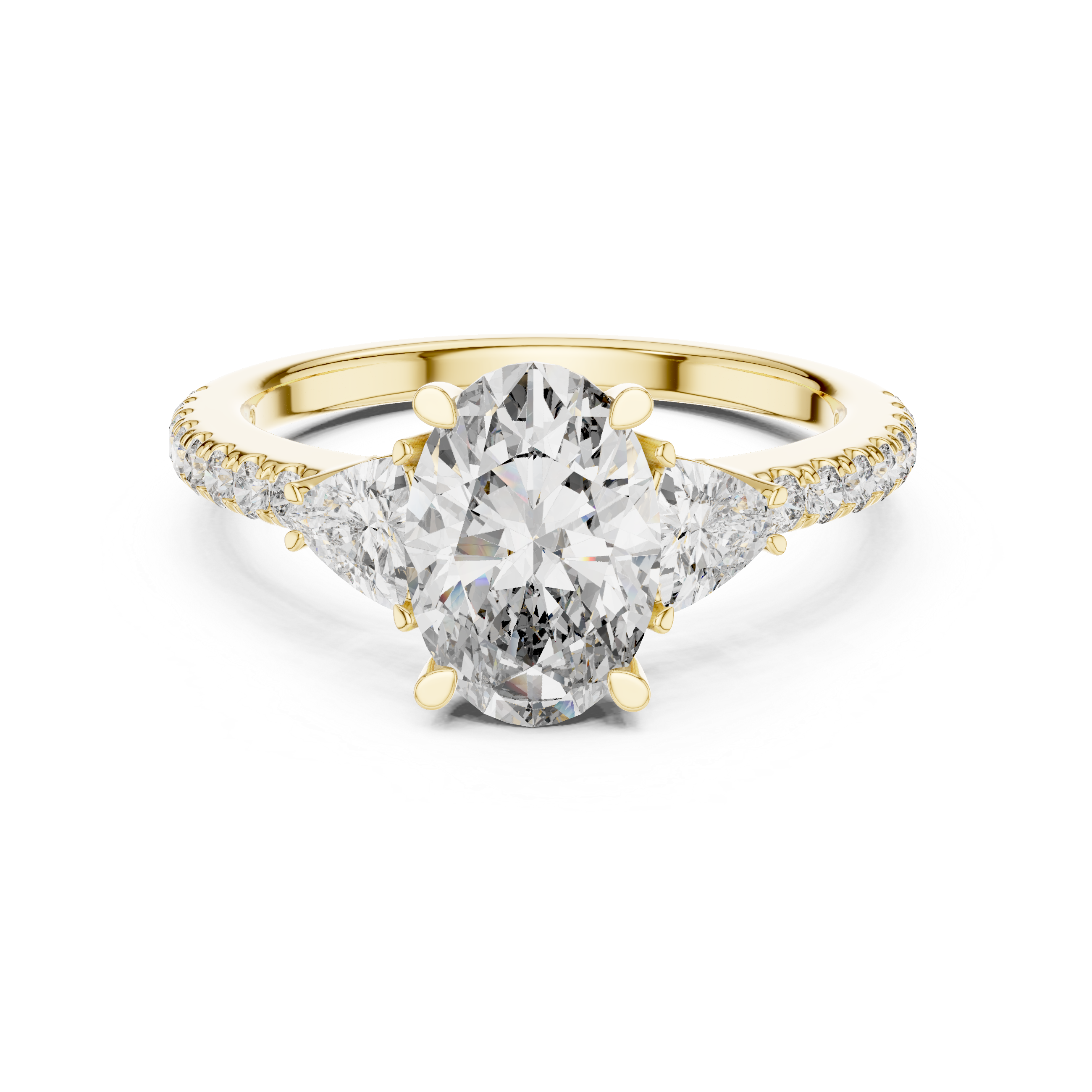 Muur Atelier Solid Gold Oval & Trillion Three-Stone Diamond Engagement Ring
