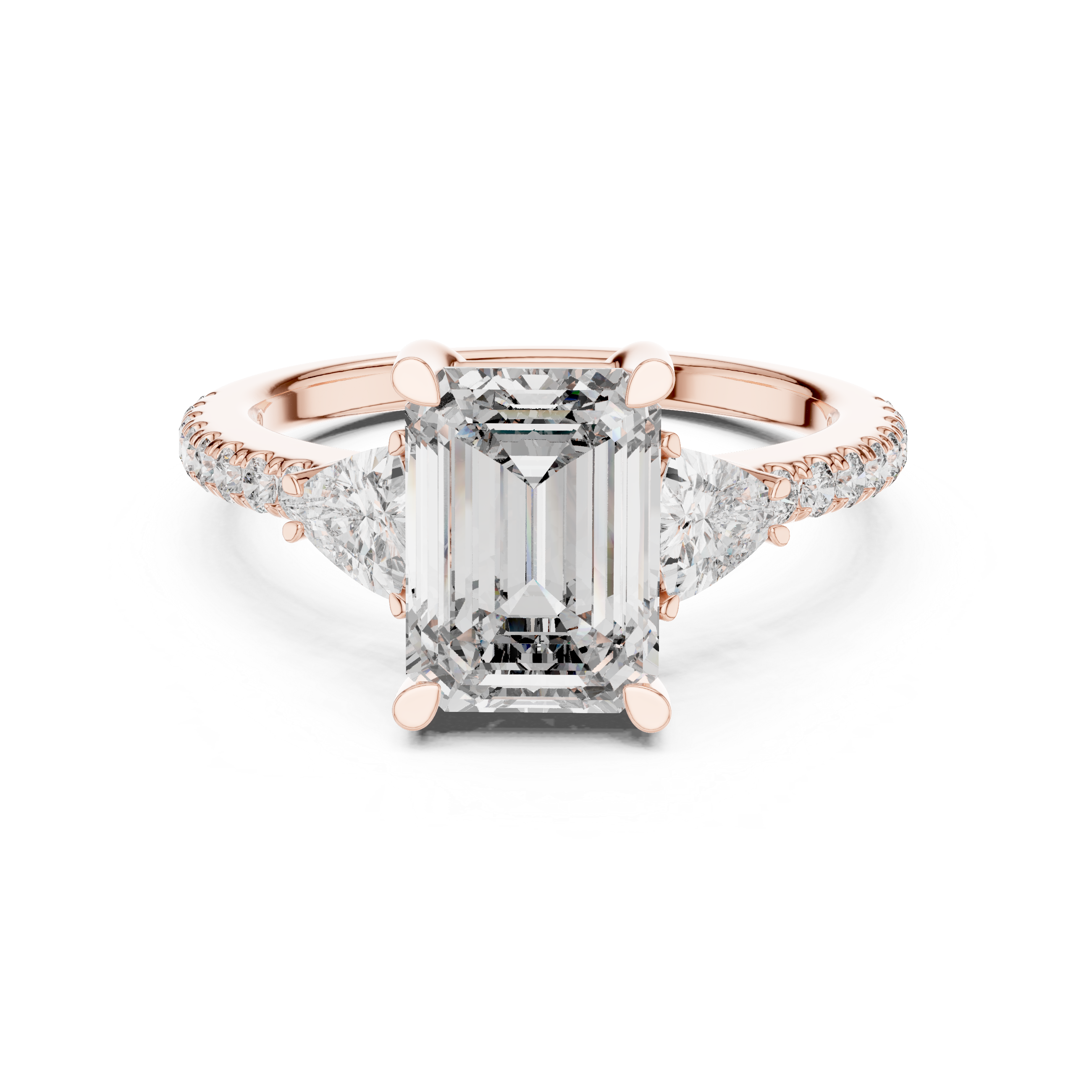 Muur Atelier Solid Gold Emerald & Trillion Three-Stone Diamond Engagement Ring