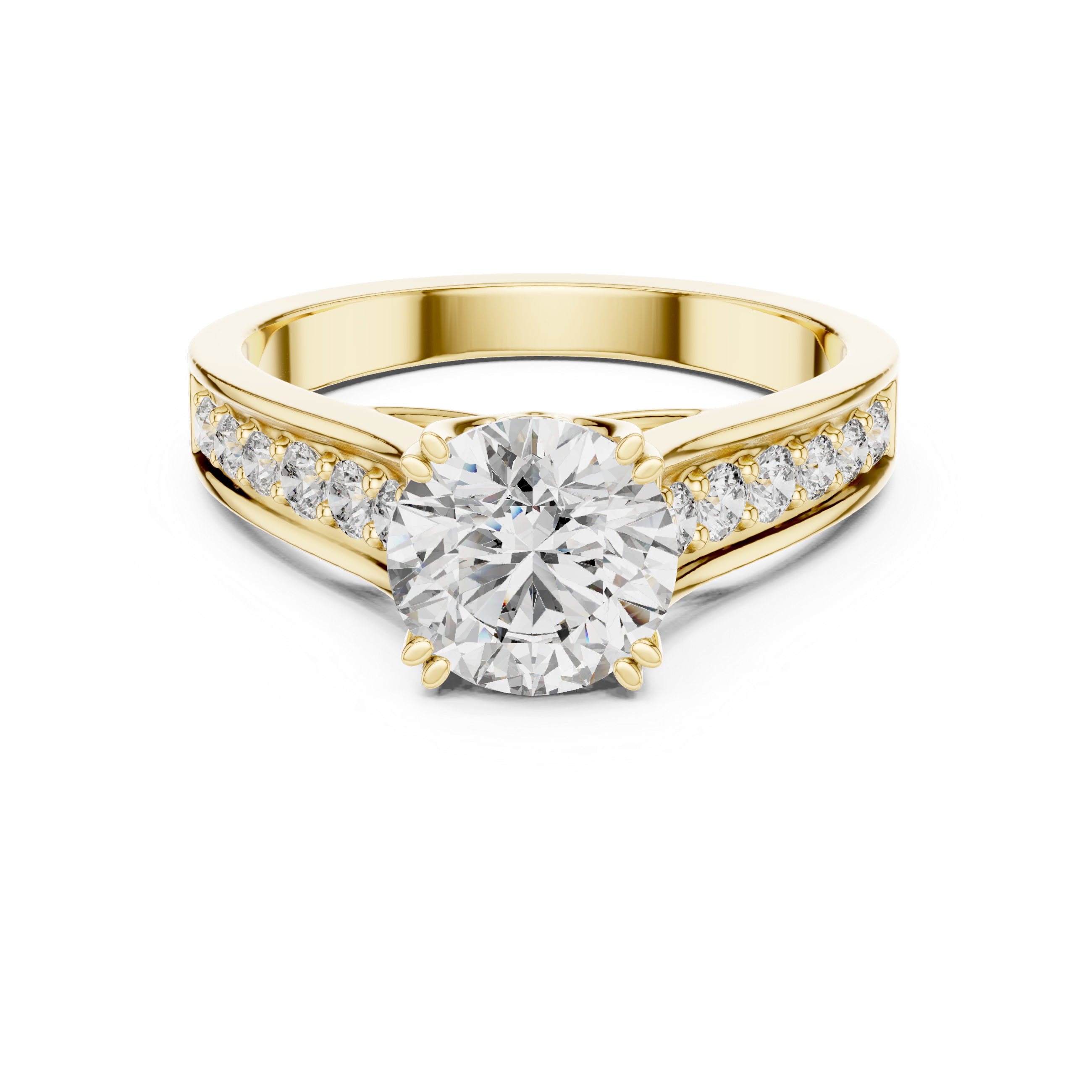 Muur Atelier Solid Gold Graduated Pavé Cathedral Diamond Solitaire Ring