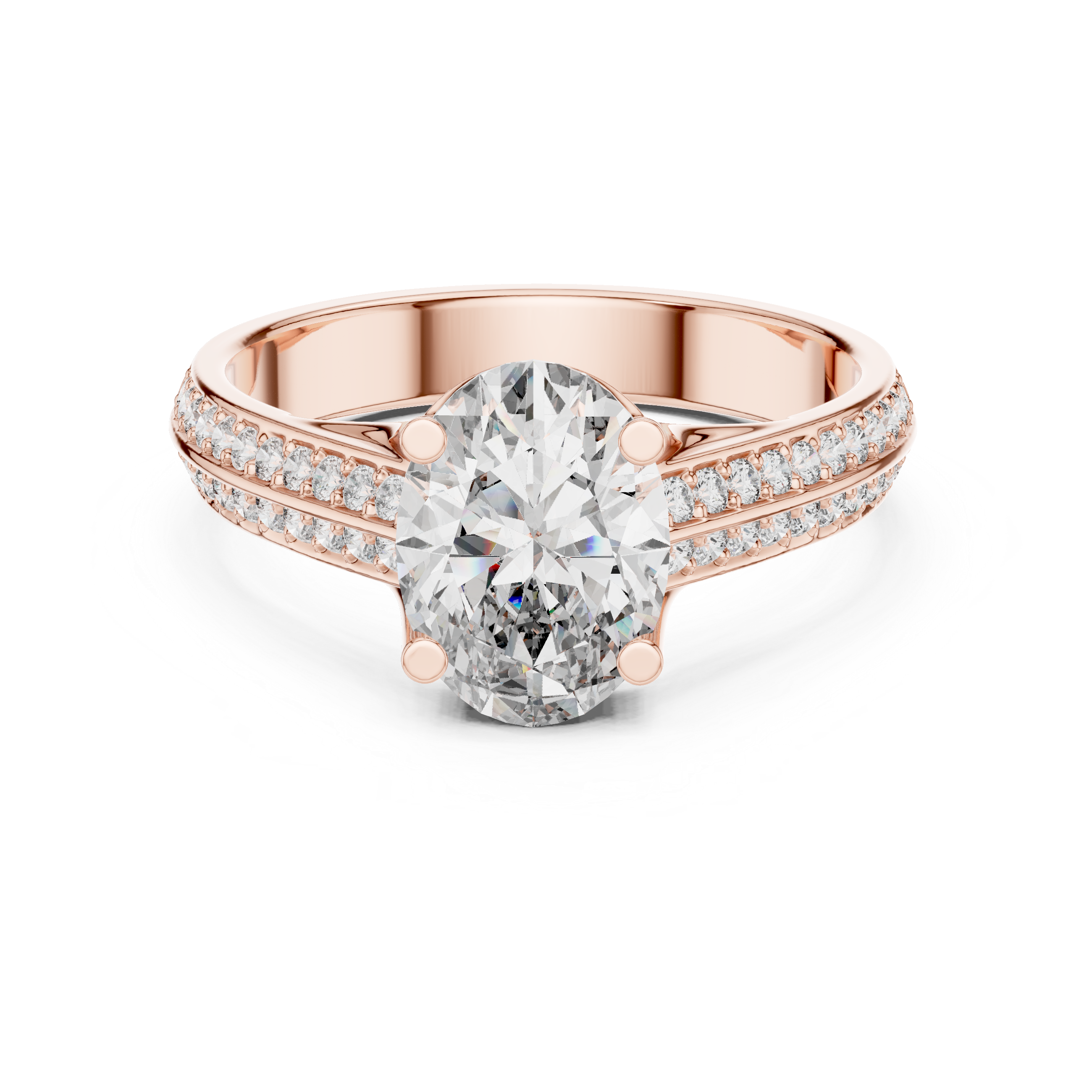 Muur Atelier Solid Gold Triple-Row Pavé Oval Diamond Engagement Ring