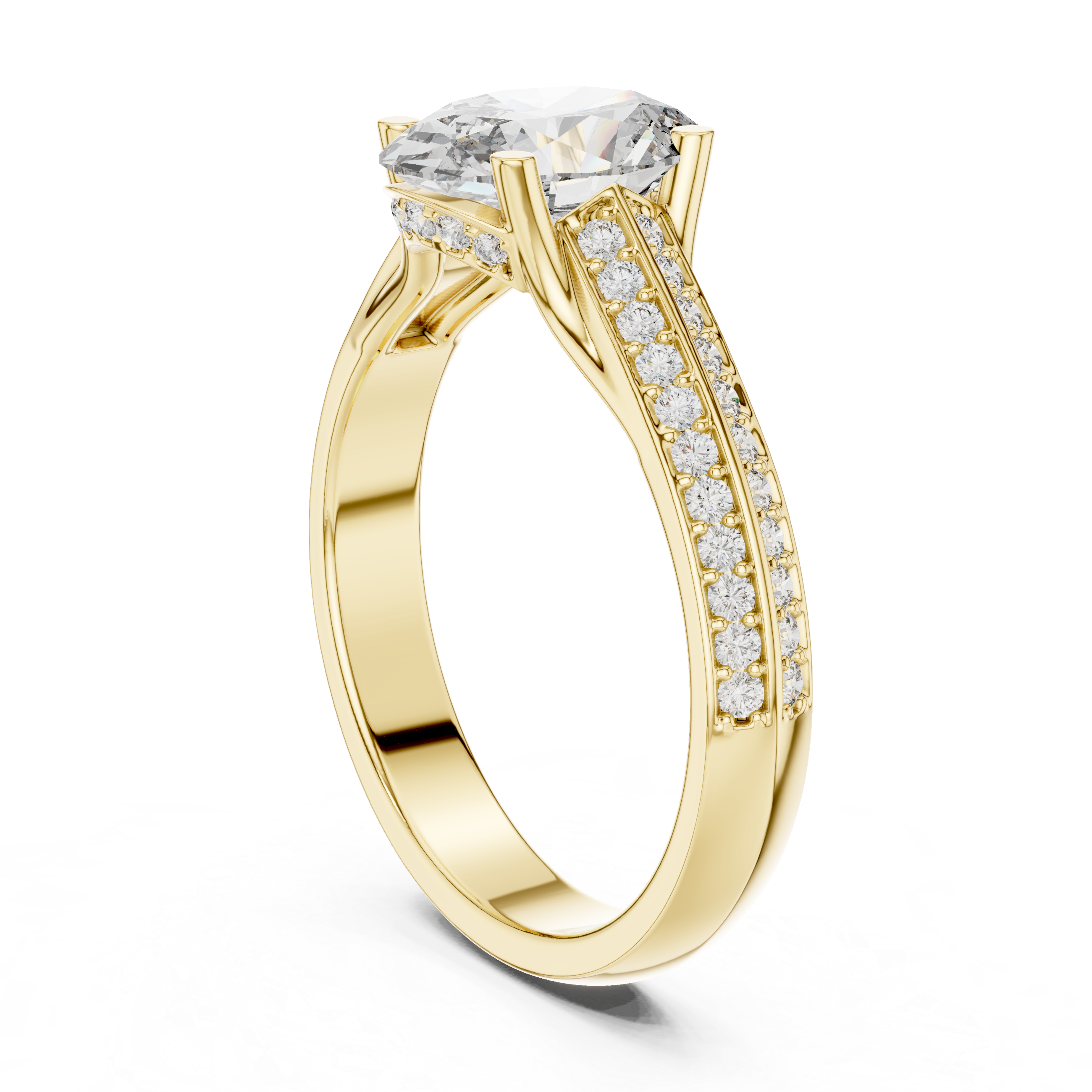 Muur Atelier Solid Gold Triple-Row Pavé Oval Diamond Engagement Ring