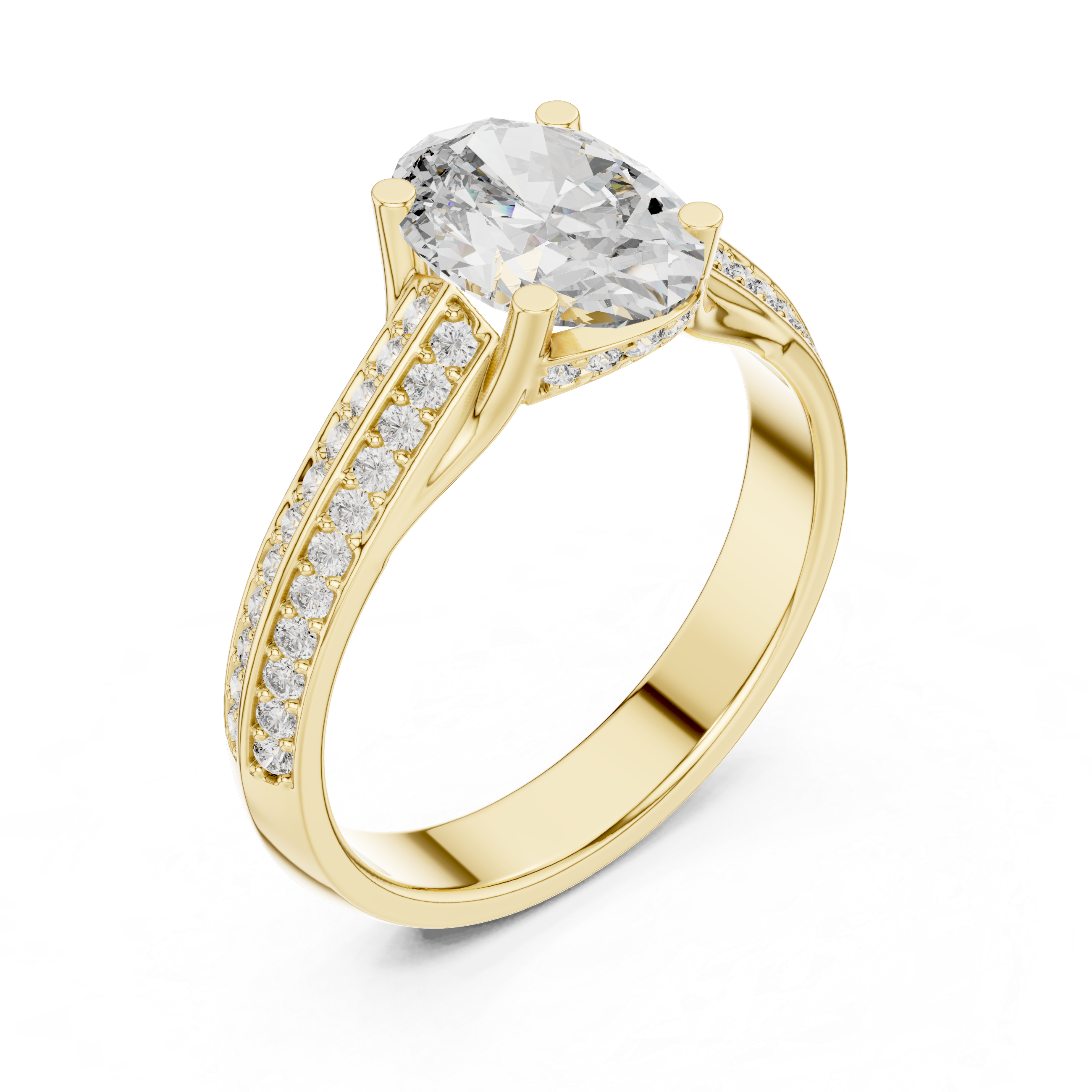 Muur Atelier Solid Gold Triple-Row Pavé Oval Diamond Engagement Ring