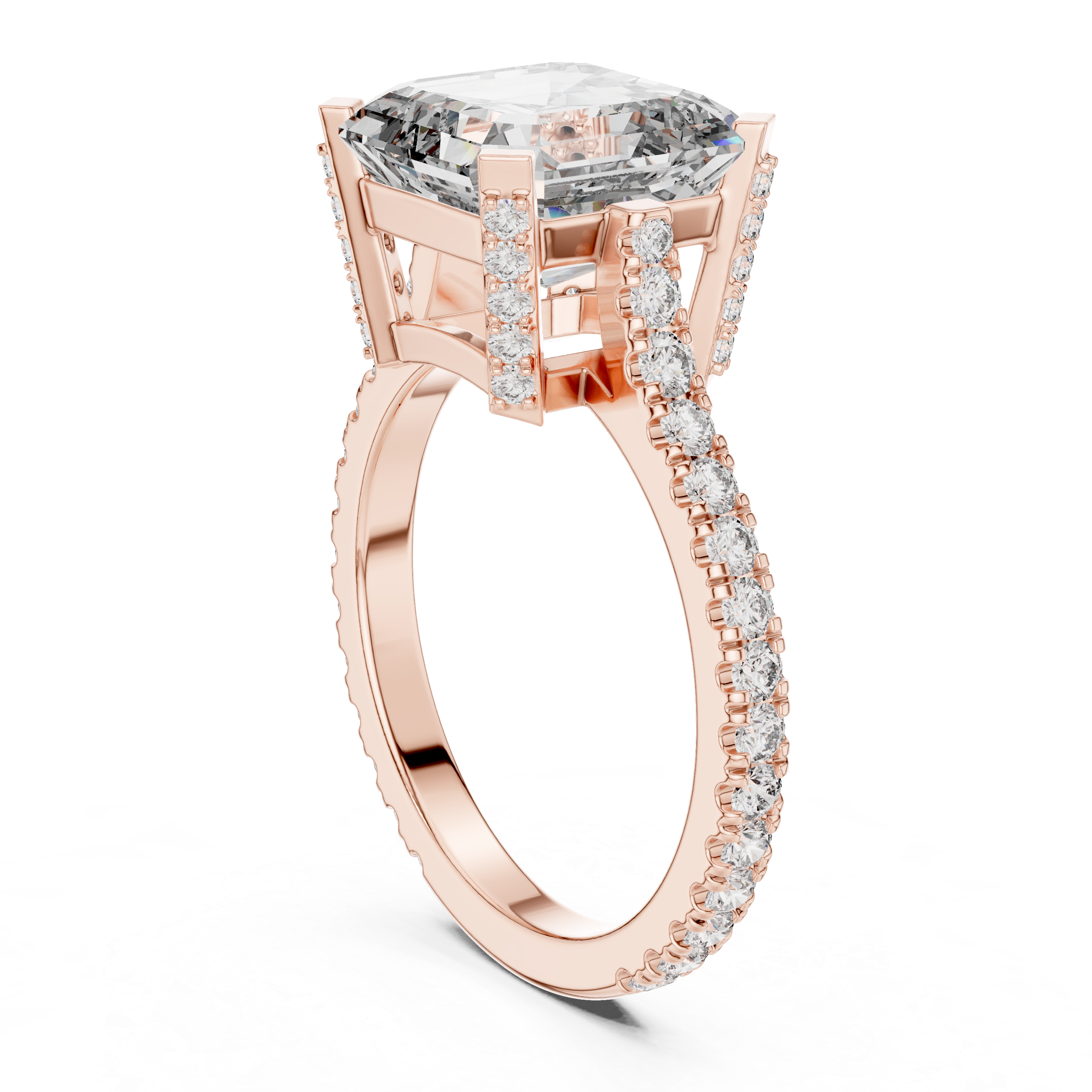 Muur Atelier Solid Gold Square Emerald Cut Diamond Hidden Detail Engagement Ring