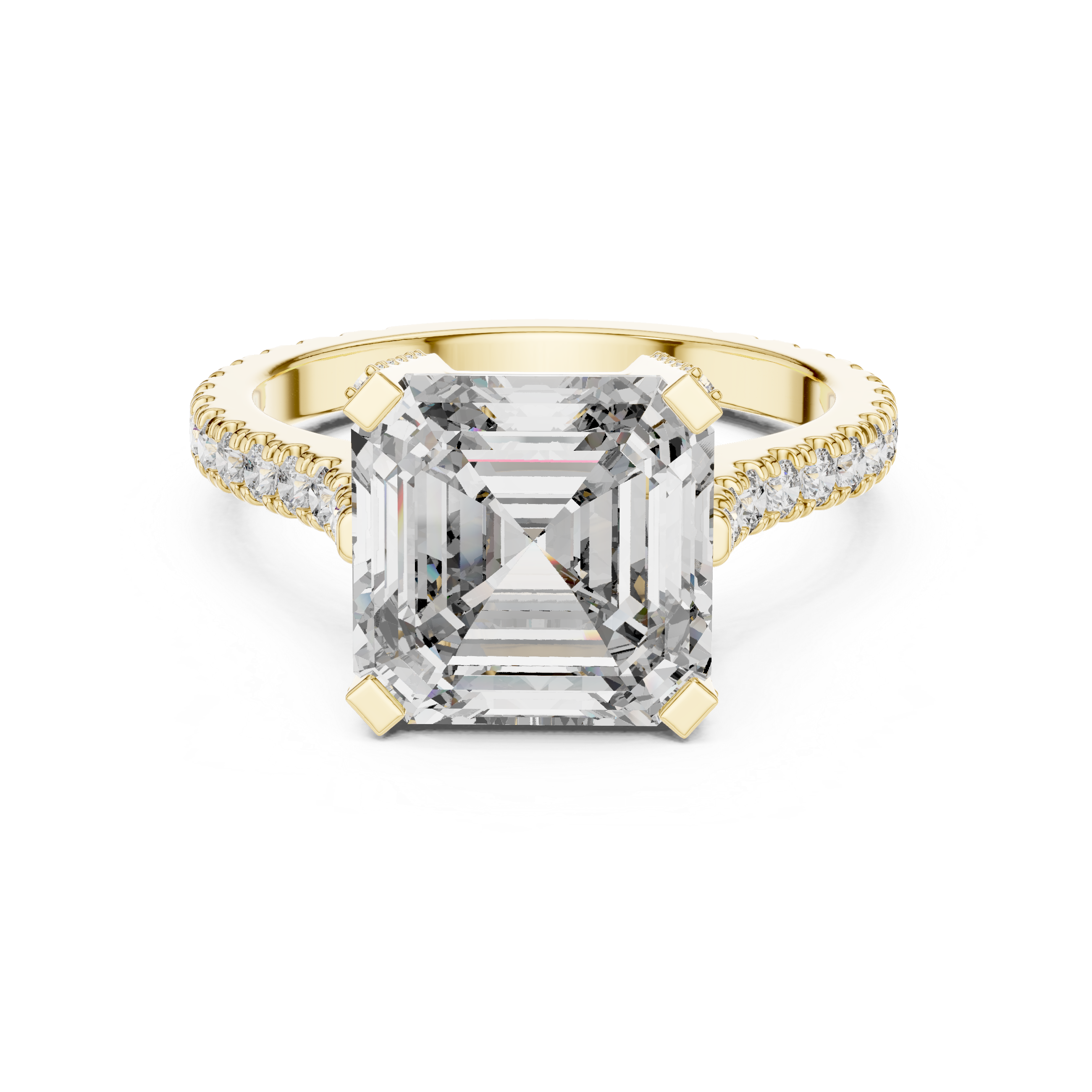 Muur Atelier Solid Gold Square Emerald Cut Diamond Hidden Detail Engagement Ring