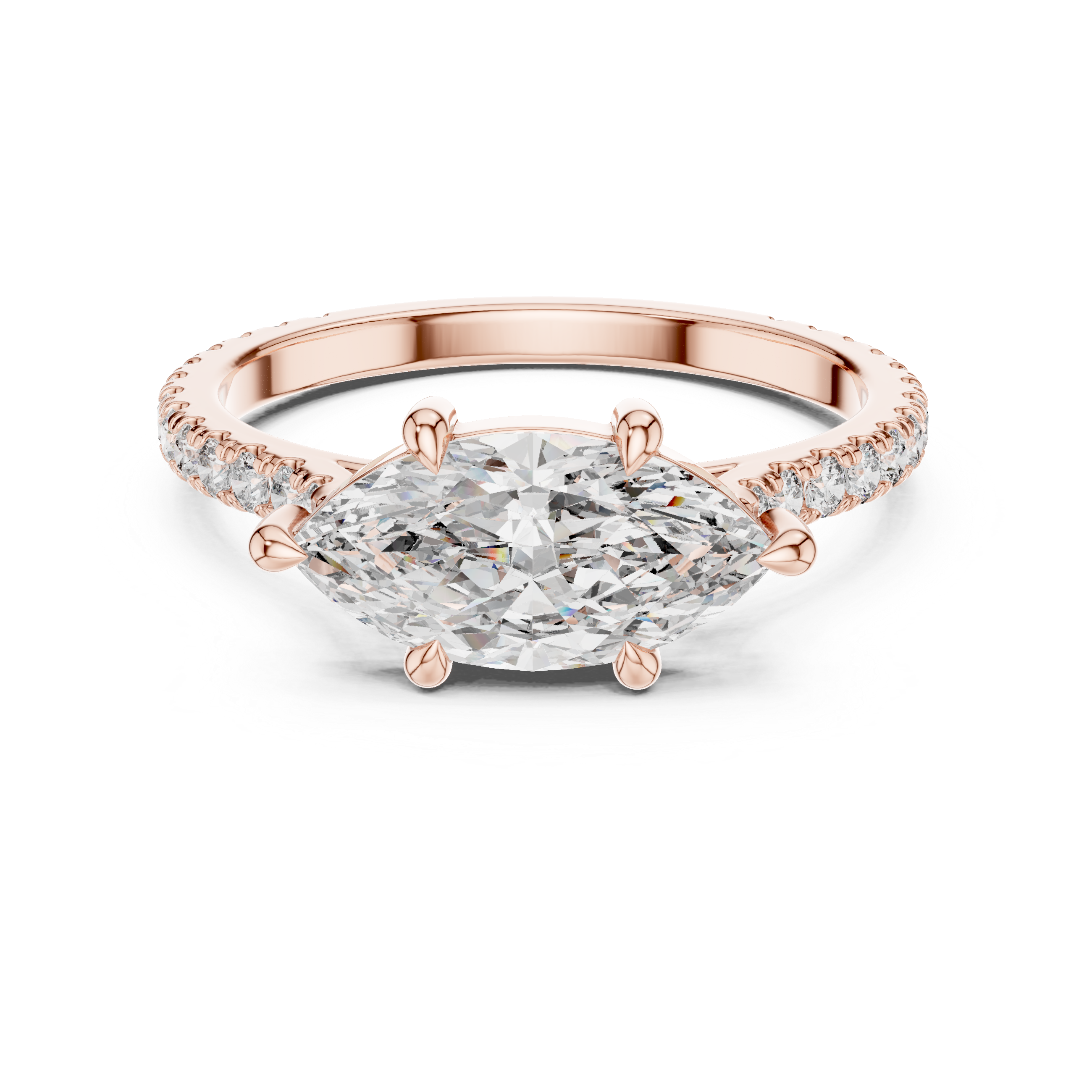 Muur Atelier Solid Gold Marquise Cut East to West Pavé Diamond Engagement Ring