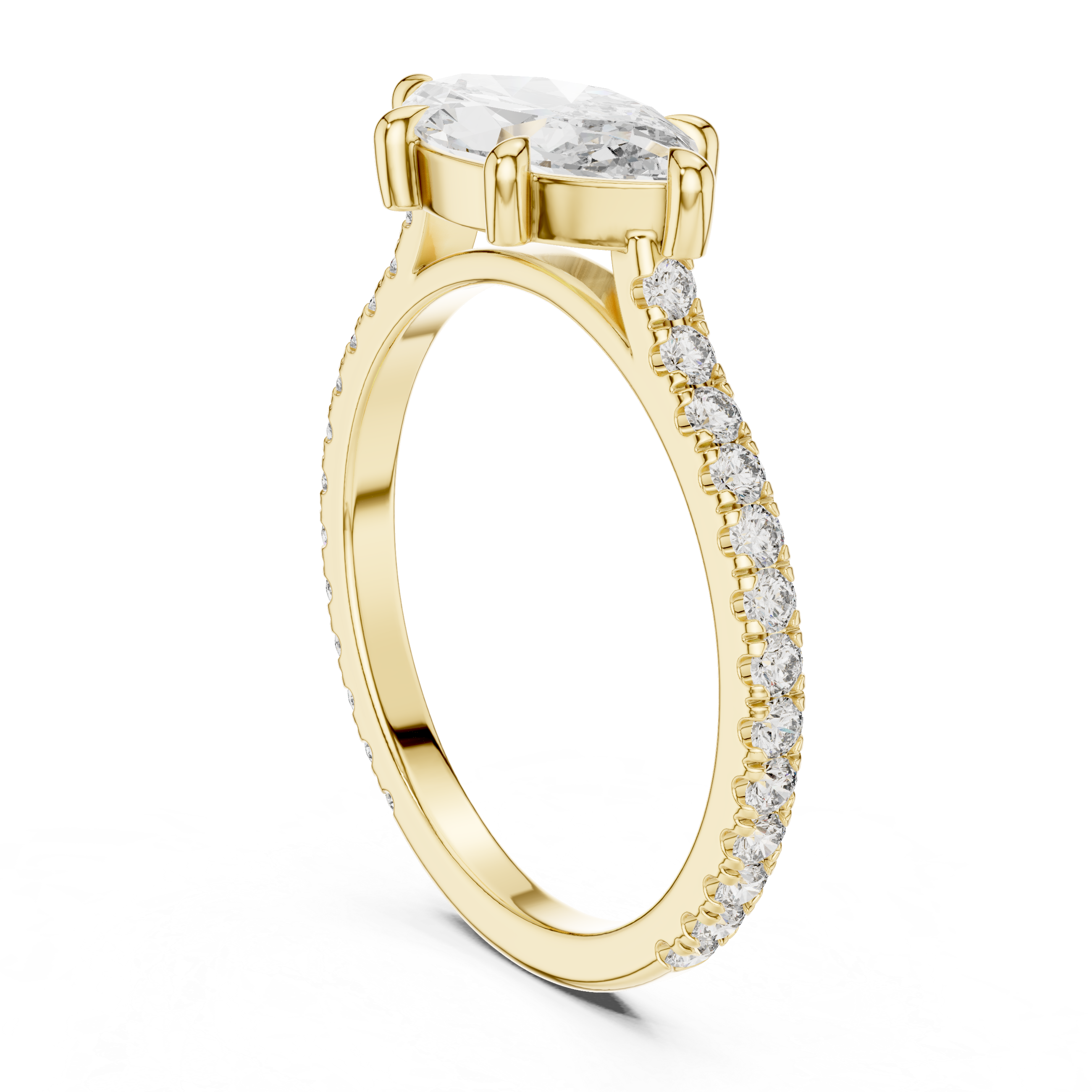 Muur Atelier Solid Gold Marquise Cut East to West Pavé Diamond Engagement Ring