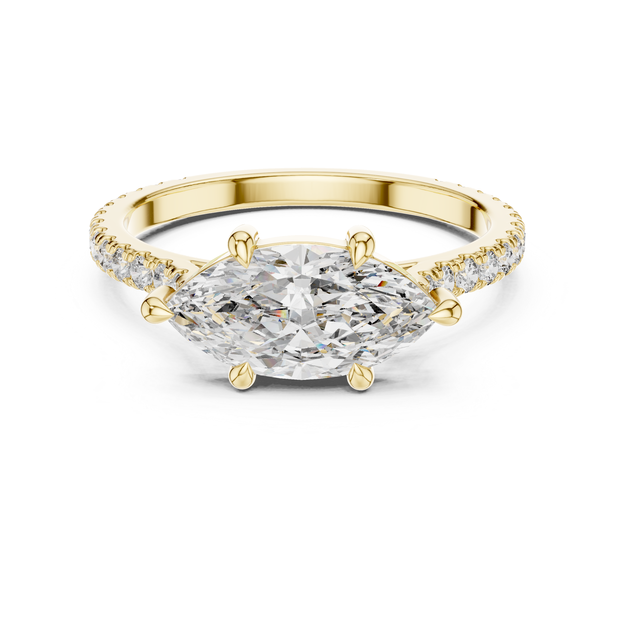 Muur Atelier Solid Gold Marquise Cut East to West Pavé Diamond Engagement Ring