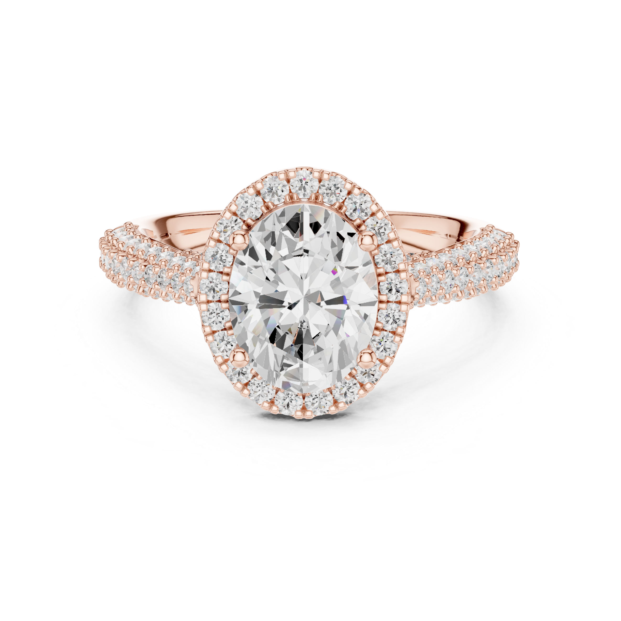 Muur Atelier Solid Gold Oval Cut Split Shank Diamond Halo Engagement Ring
