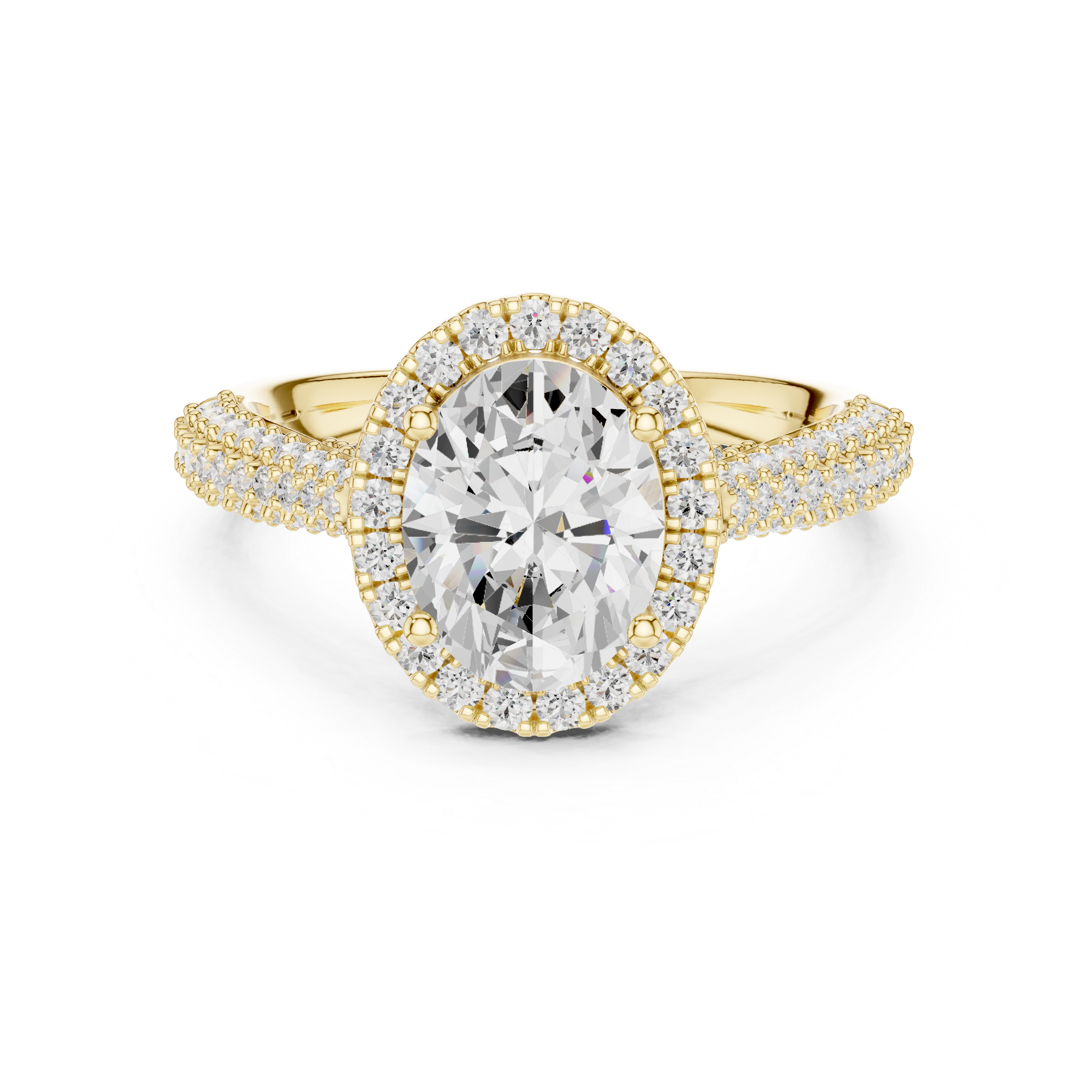 Muur Atelier Solid Gold Oval Cut Split Shank Diamond Halo Engagement Ring