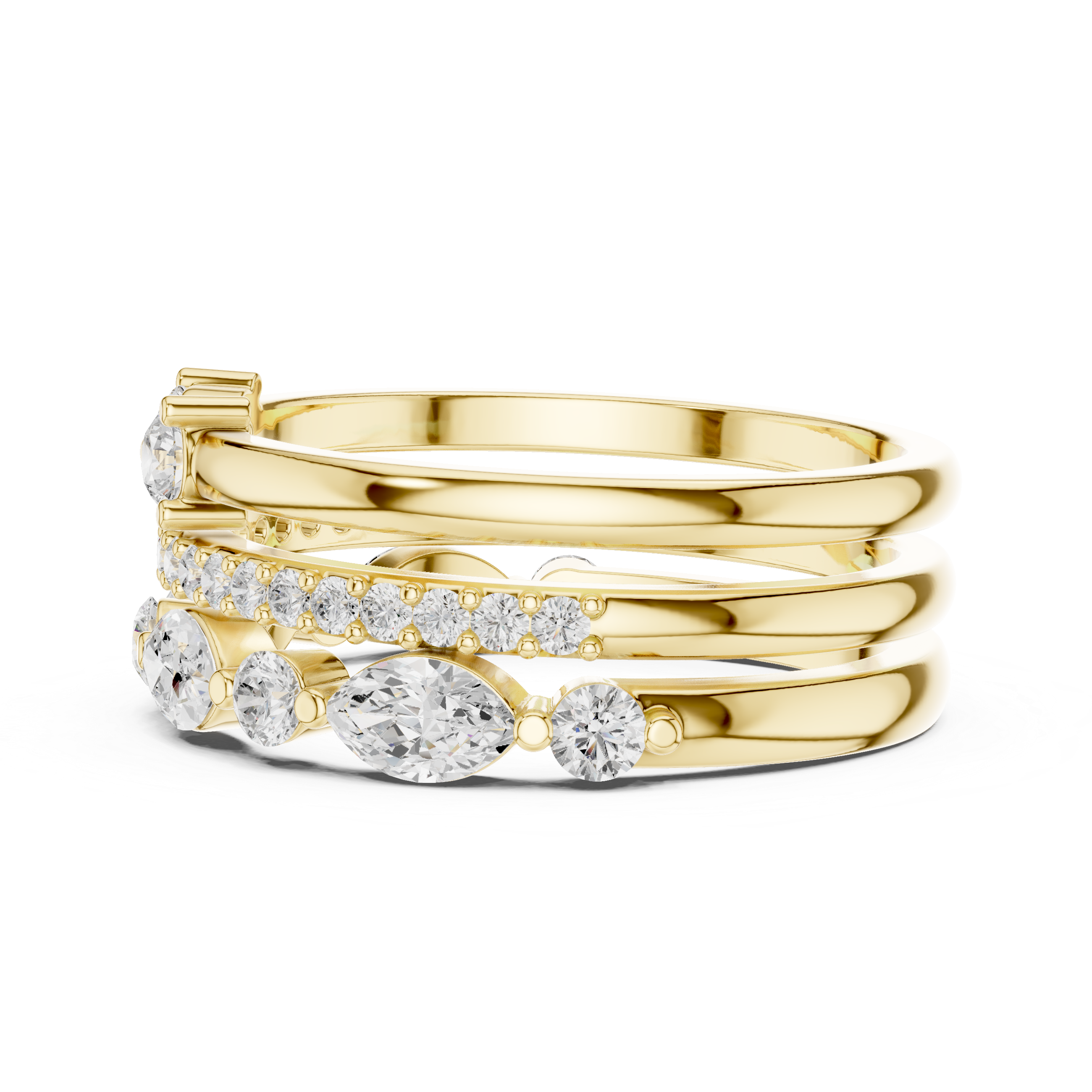 Muur Atelier Solid Gold Marquise & Round Diamond Stacking Suite