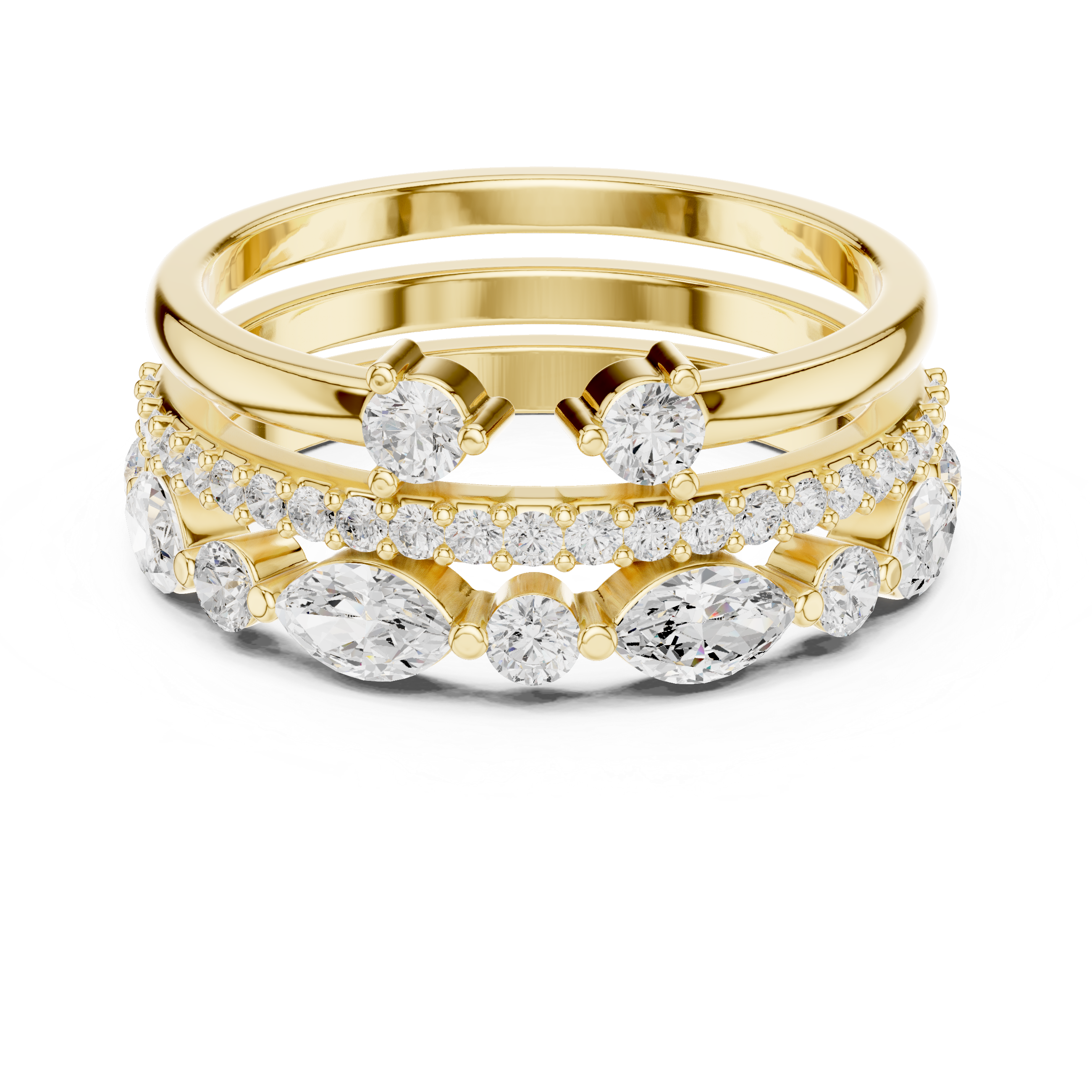 Muur Atelier Solid Gold Marquise & Round Diamond Stacking Suite