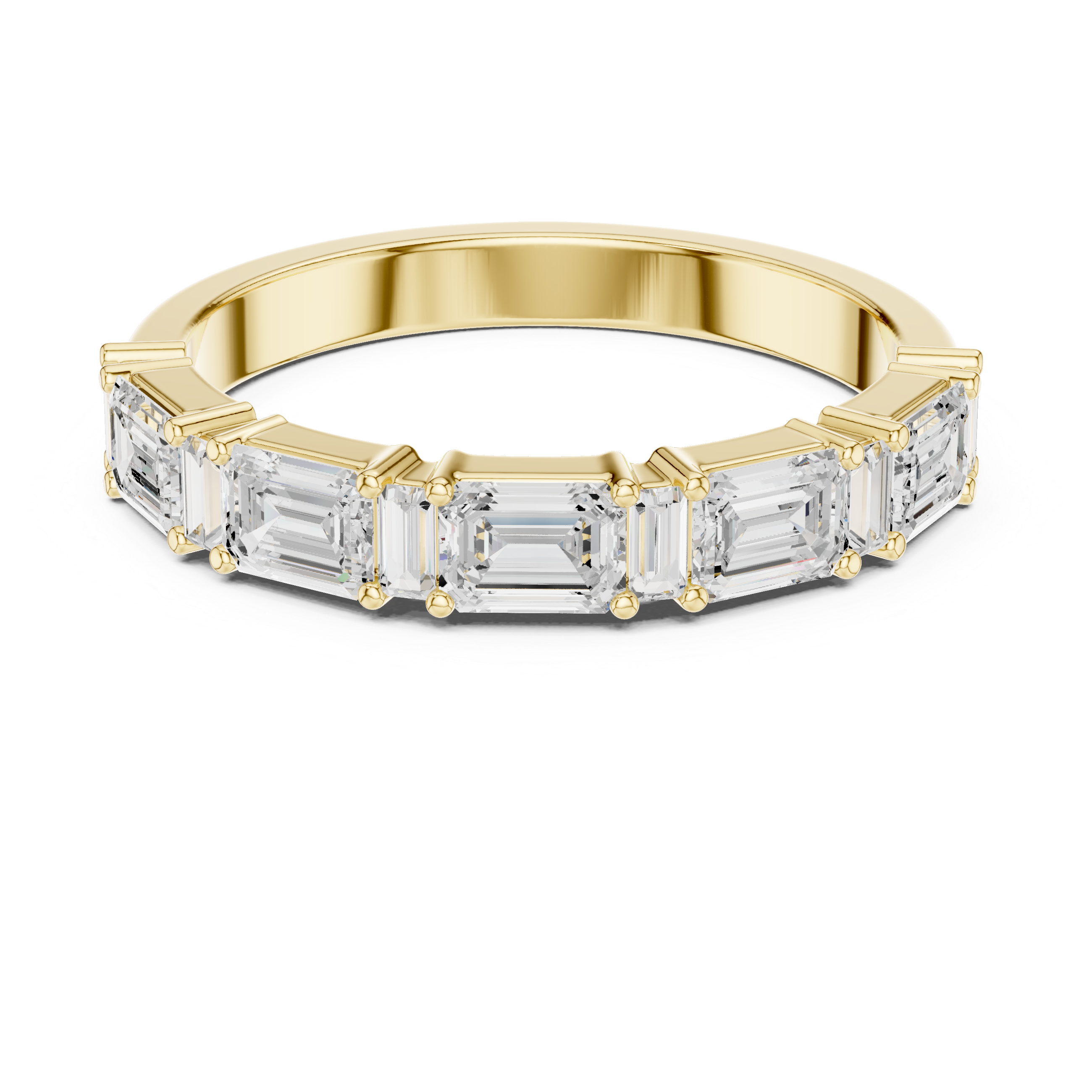 Muur Atelier Solid Gold Emerald & Baguette Diamond Bar Ring