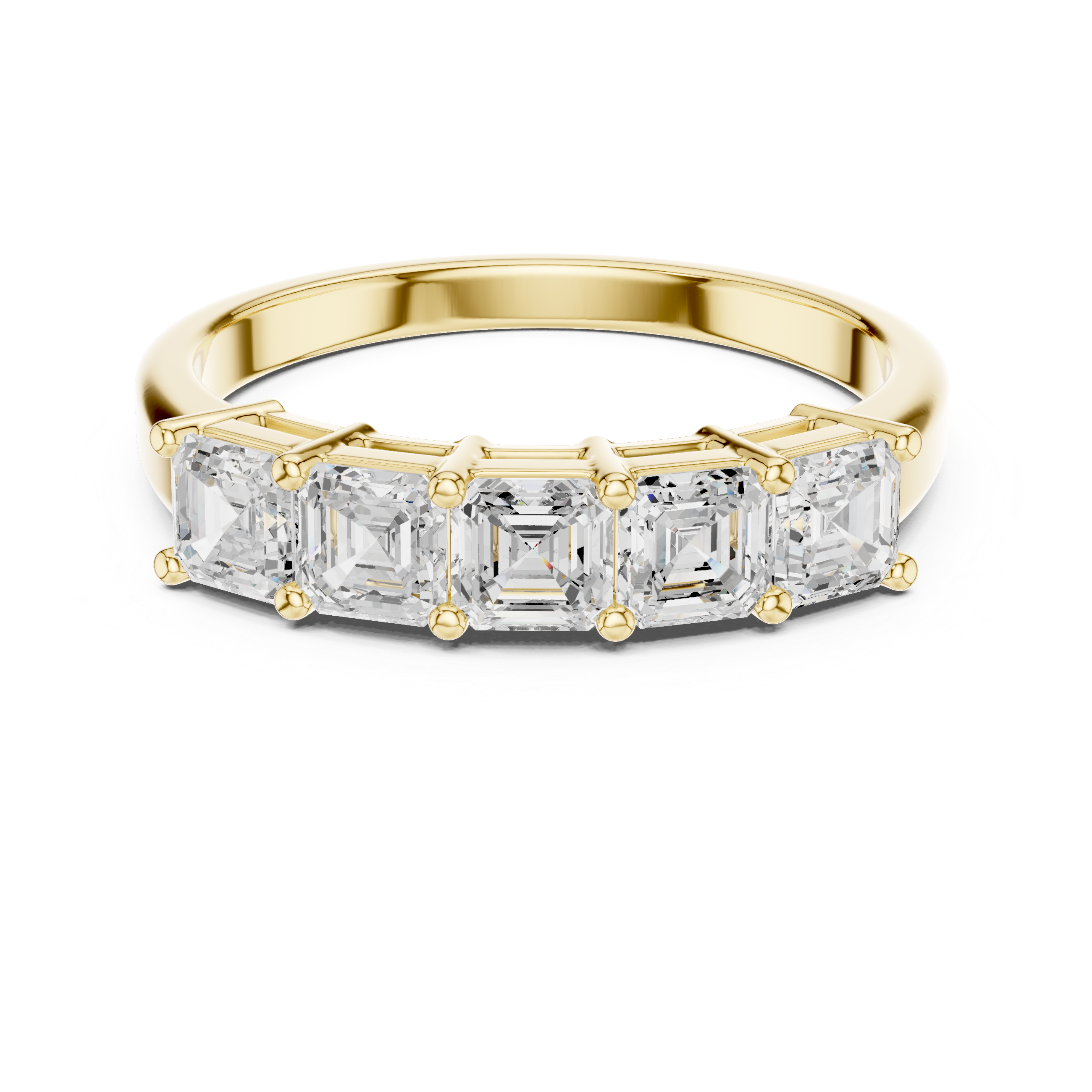 Muur Atelier Solid Gold Square Emerald Cut Five Stone Diamond
