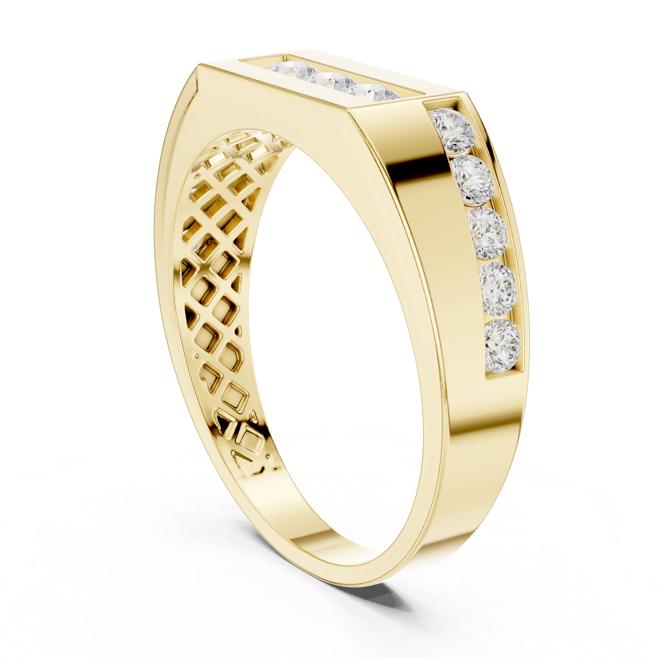 Muur Atelier Solid Gold Channel Set Geometric Diamond Bar Band