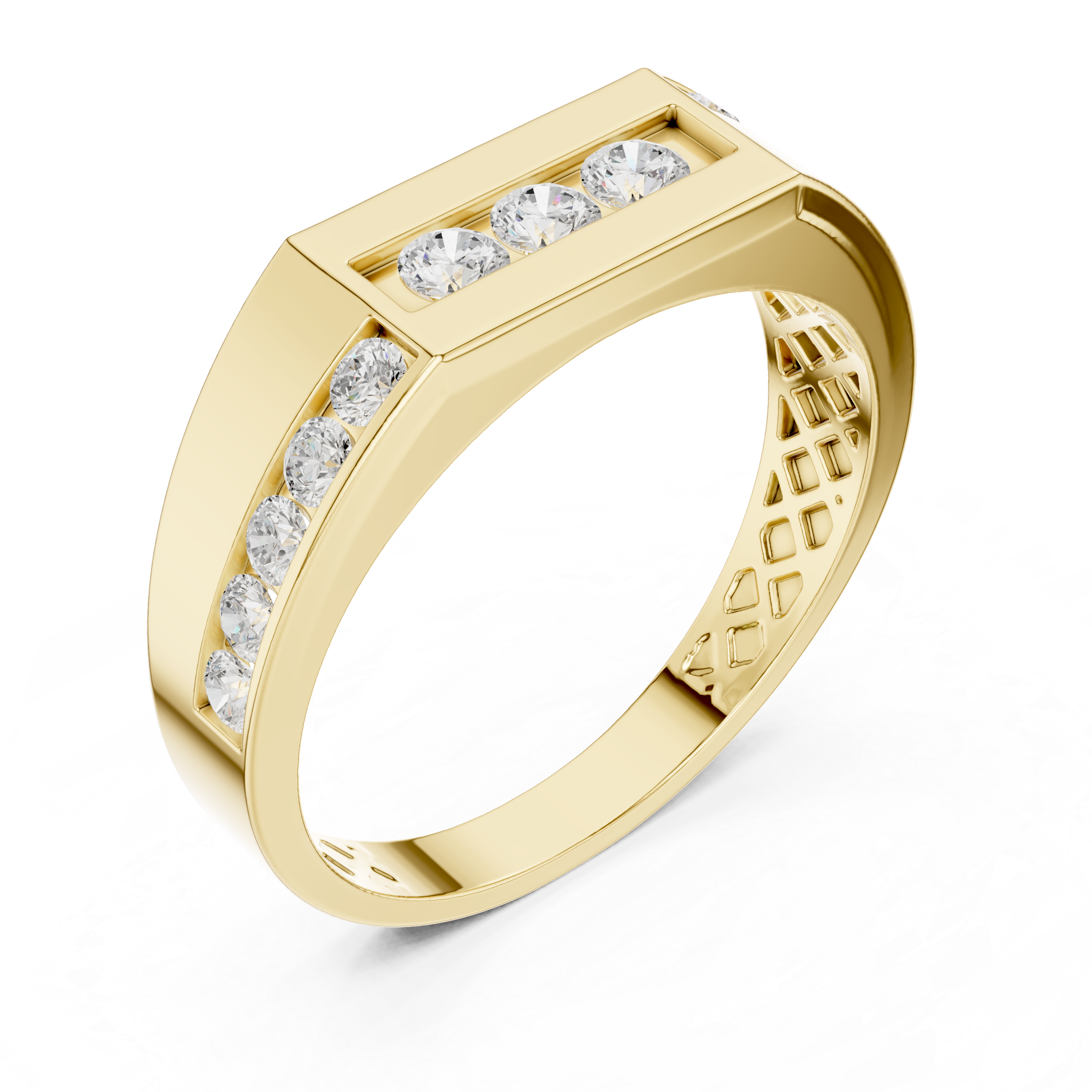 Muur Atelier Solid Gold Channel Set Geometric Diamond Bar Band
