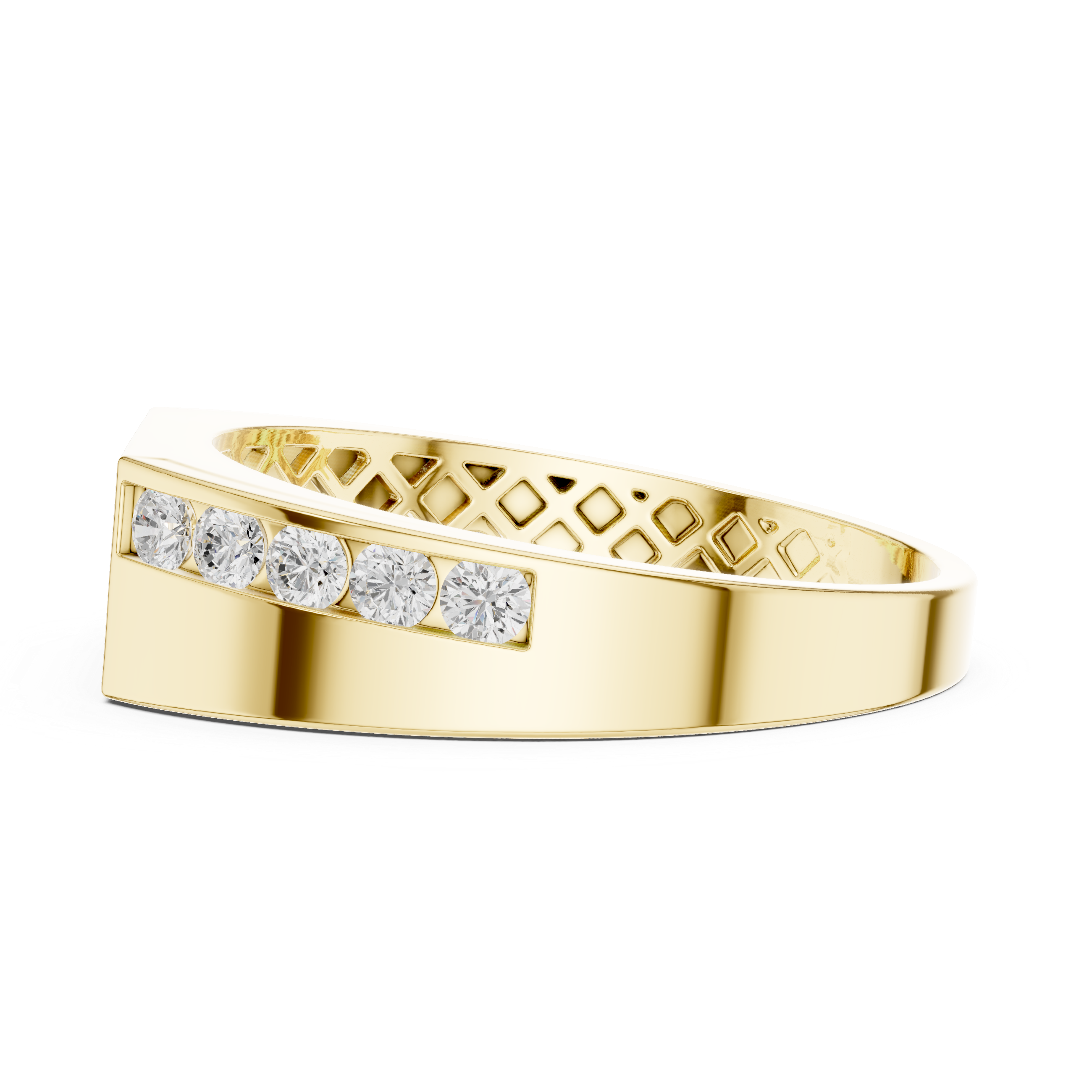 Muur Atelier Solid Gold Channel Set Geometric Diamond Bar Band