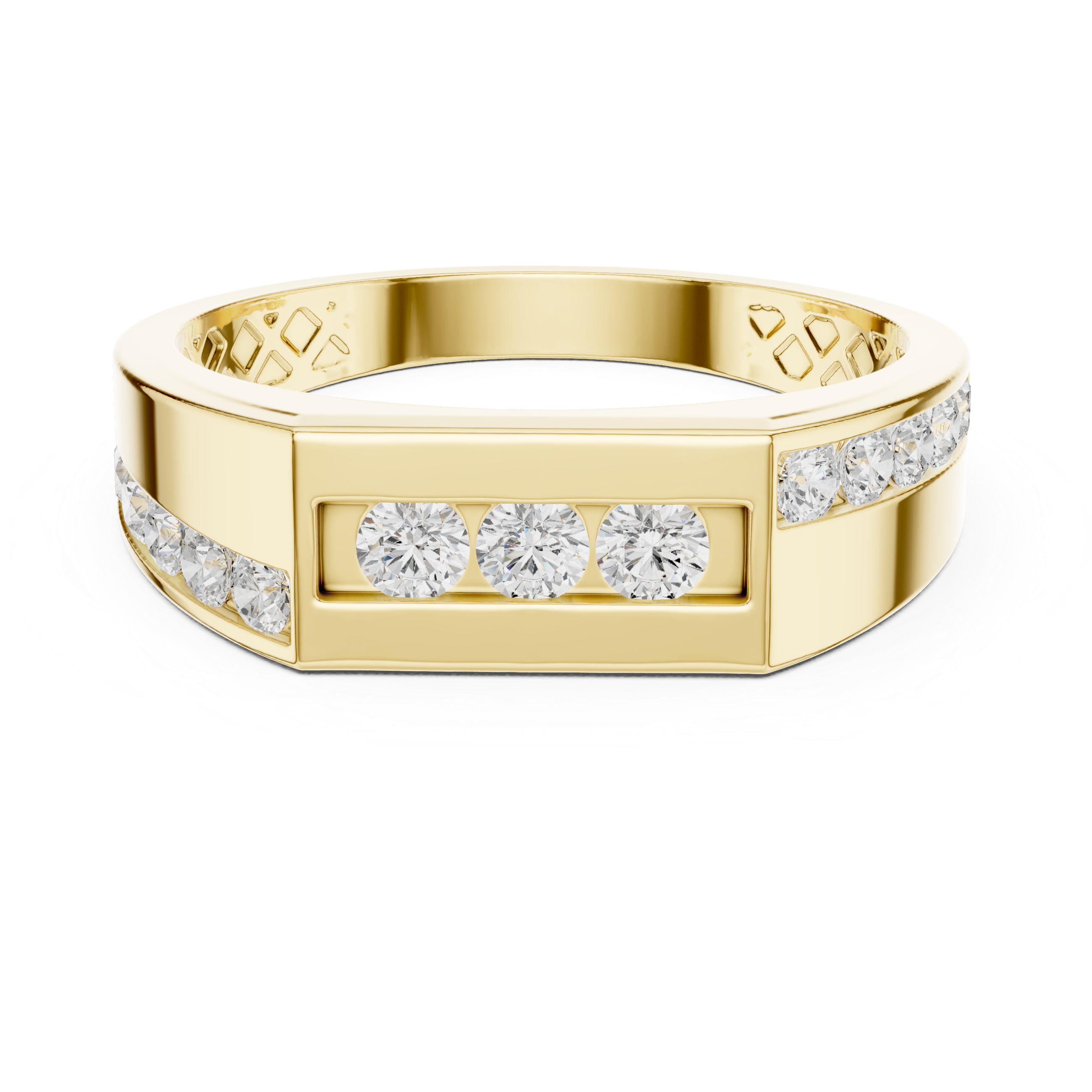 Muur Atelier Solid Gold Channel Set Geometric Diamond Bar Band