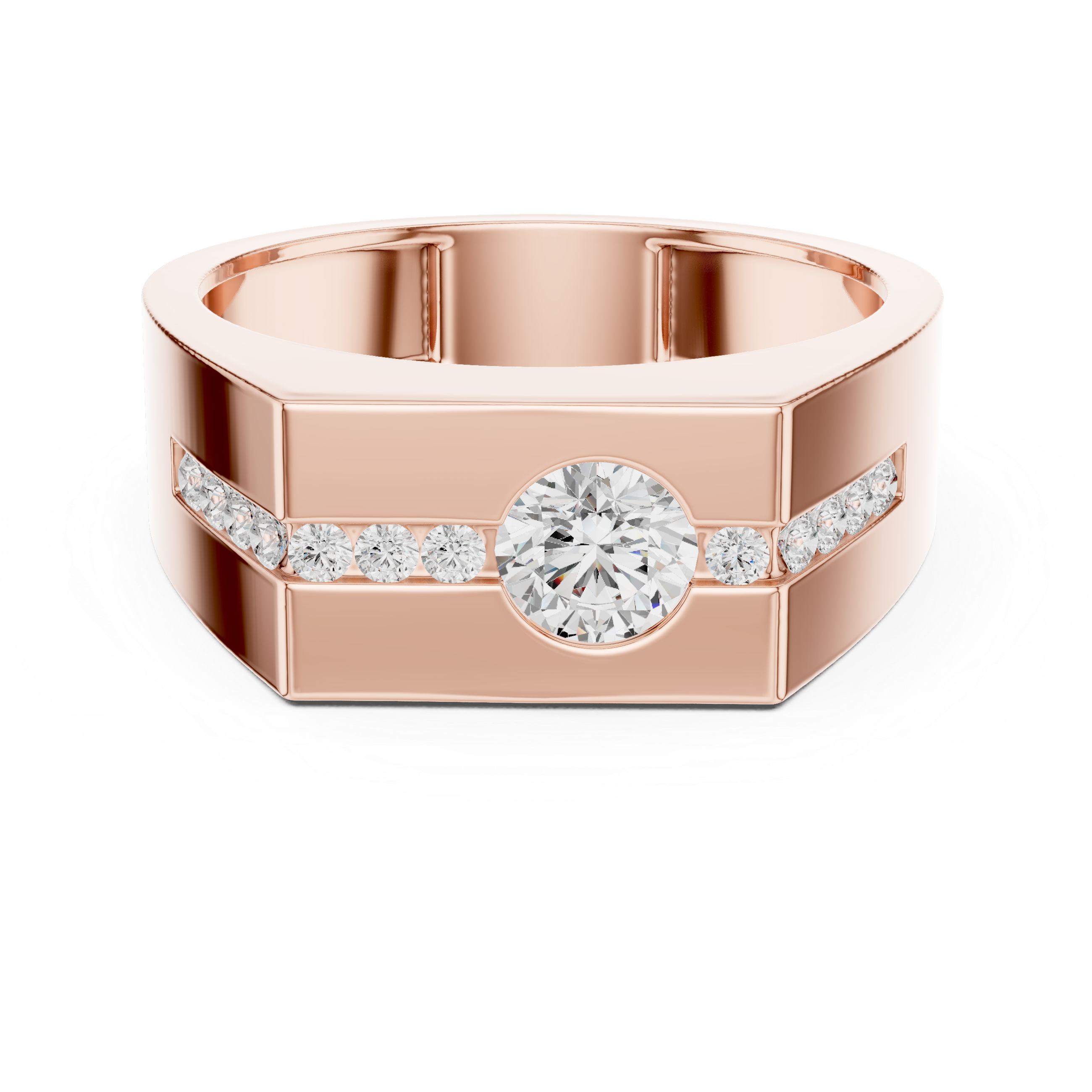 MUUR Fine Jewellry Solid Gold Round Diamond Channel Set Signet Ring
