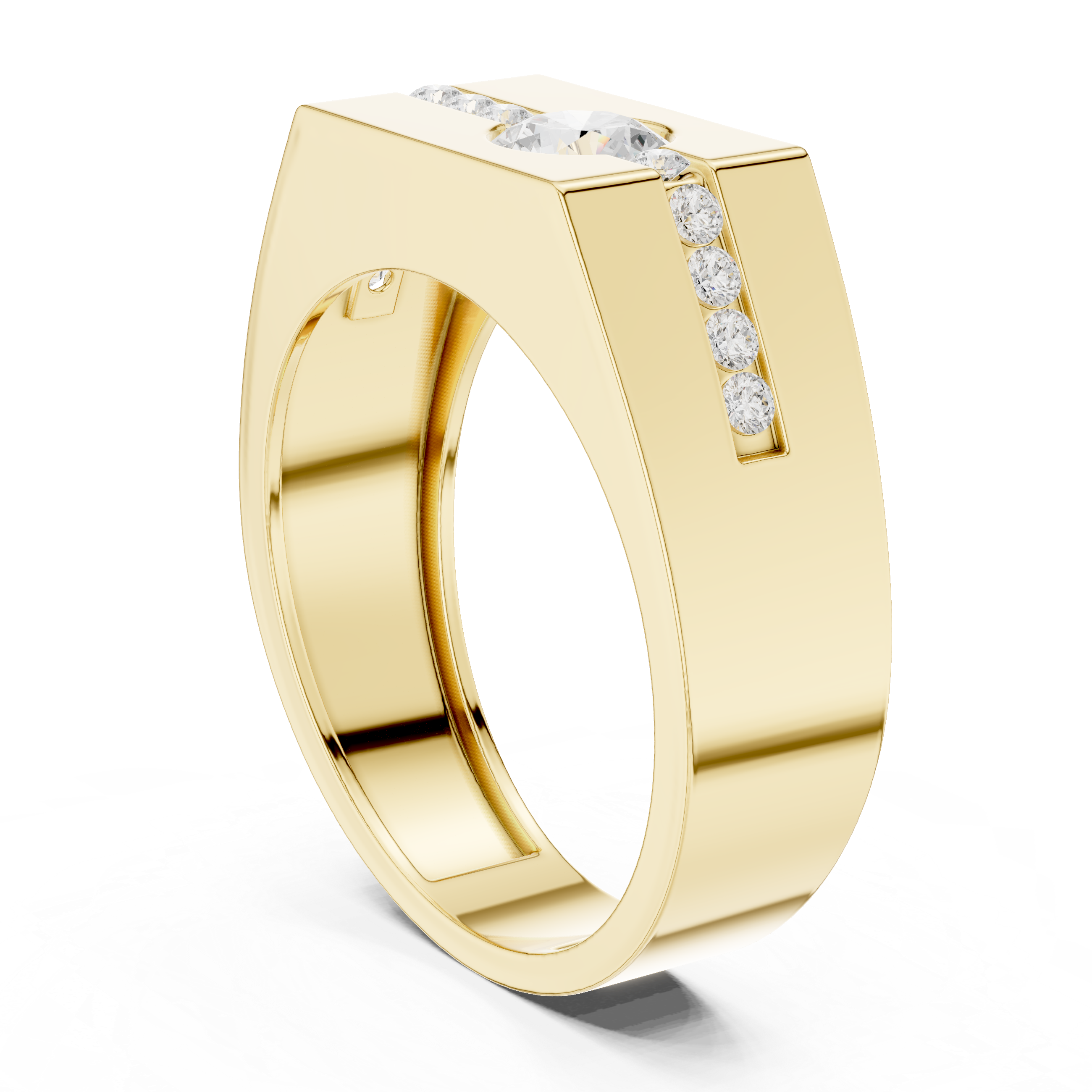 MUUR Fine Jewellry Solid Gold Round Diamond Channel Set Signet Ring
