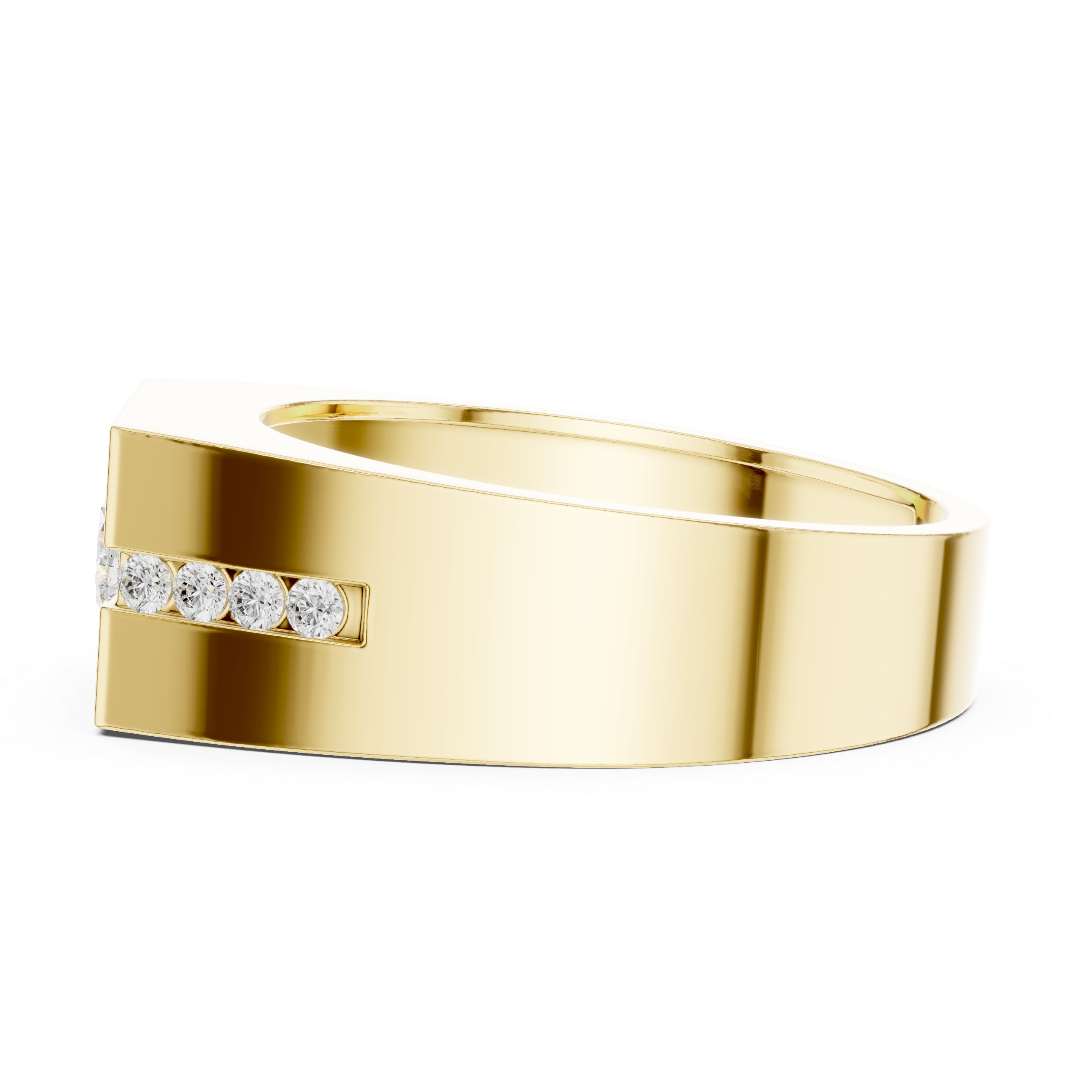 MUUR Fine Jewellry Solid Gold Round Diamond Channel Set Signet Ring
