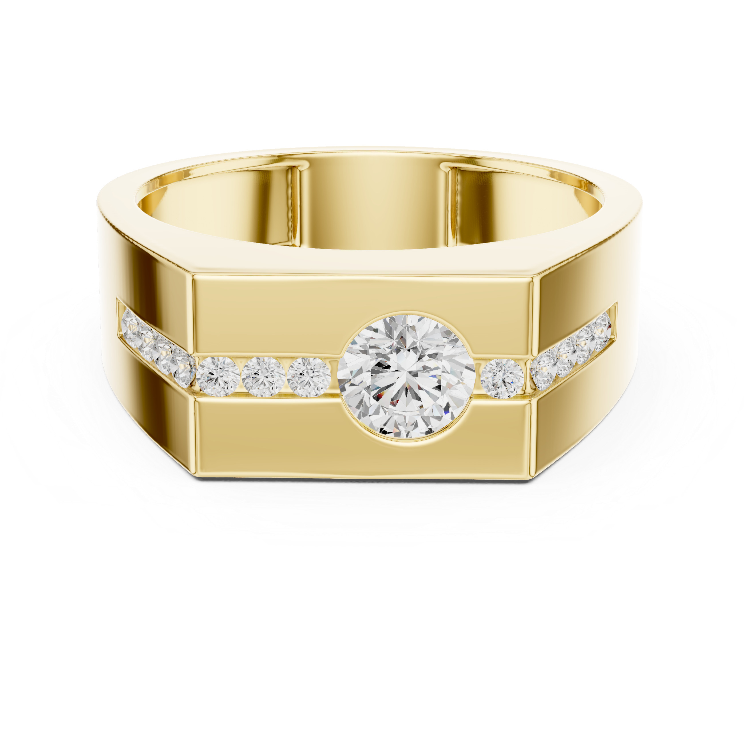 MUUR Fine Jewellry Solid Gold Round Diamond Channel Set Signet Ring
