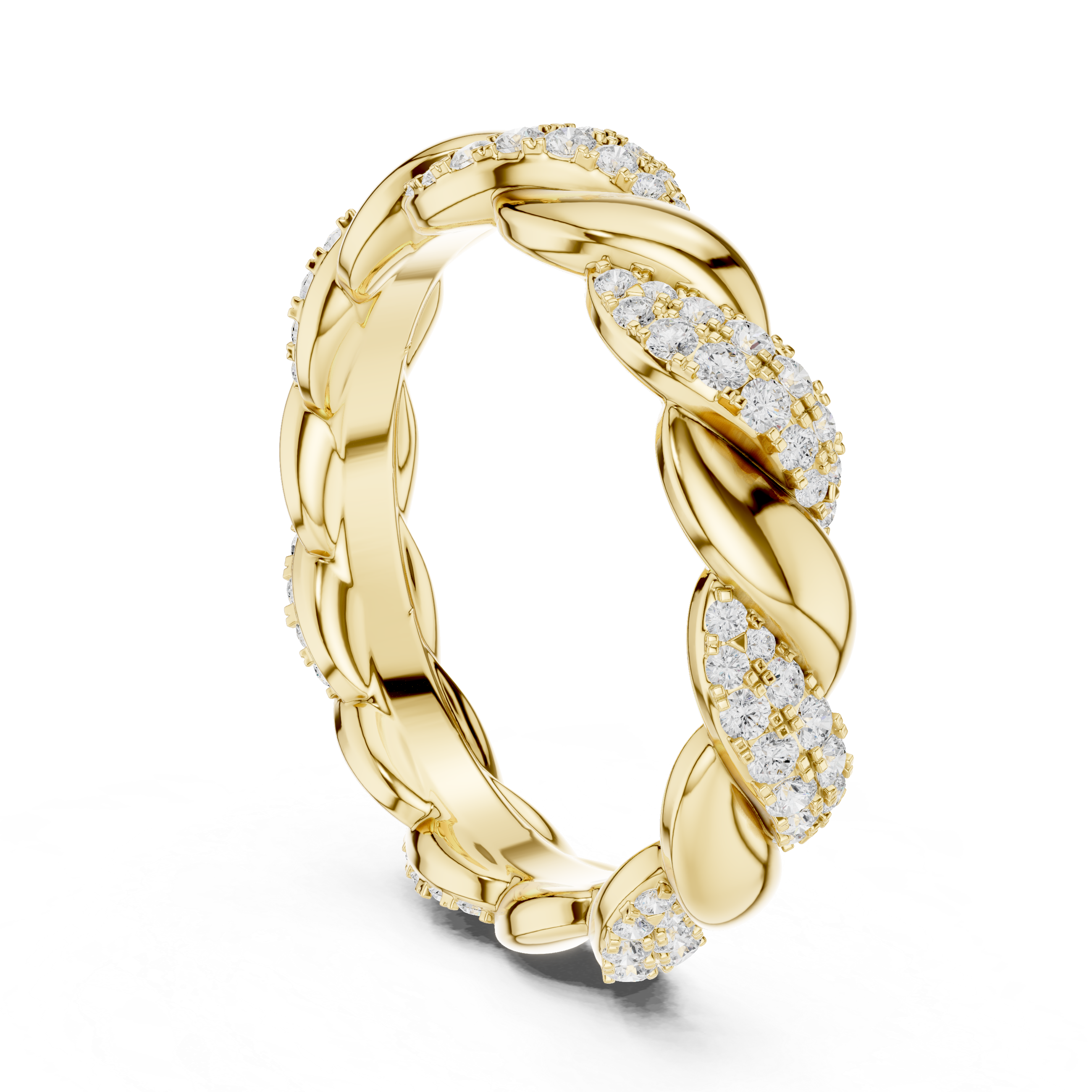 Gold ring with diamond Twisted Rope Eternity Band
