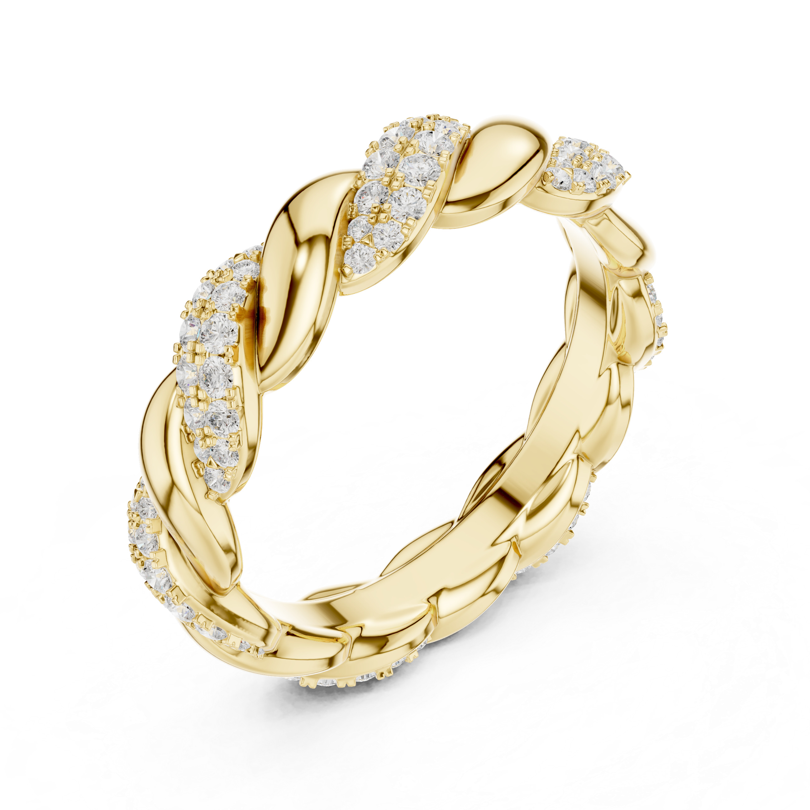Gold ring with diamond Twisted Rope Eternity Band