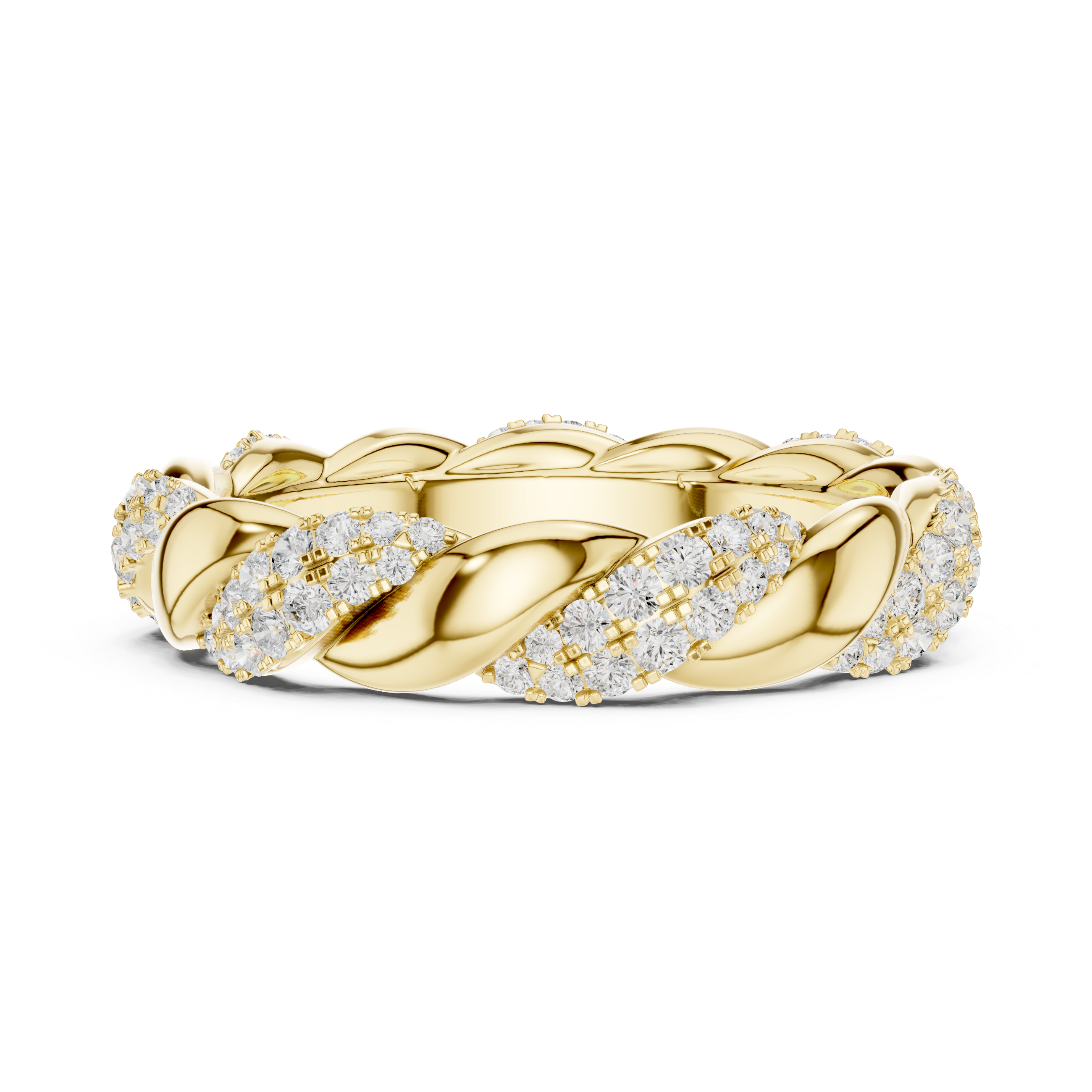 Gold ring with diamond Twisted Rope Eternity Band