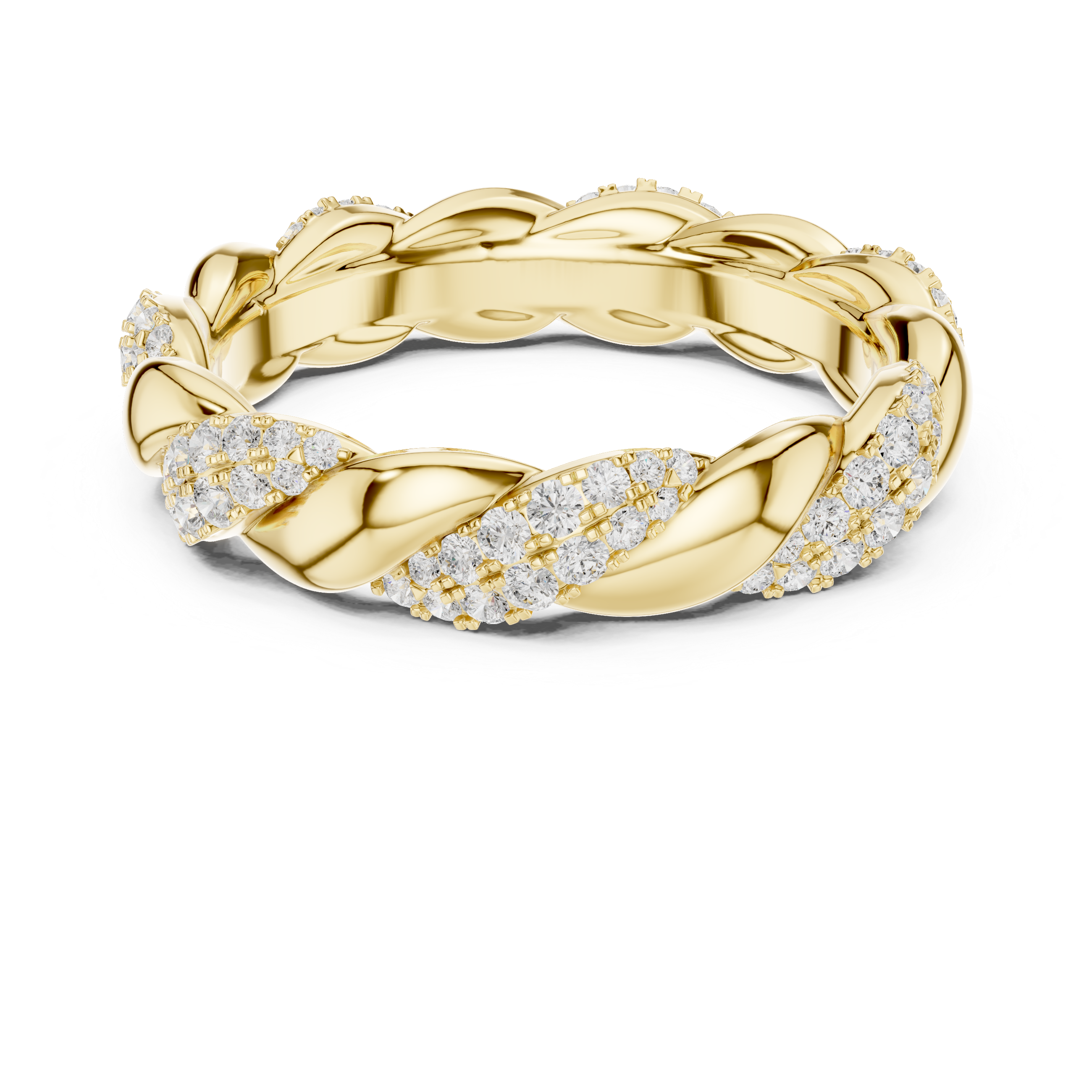 Gold ring with diamond Twisted Rope Eternity Band